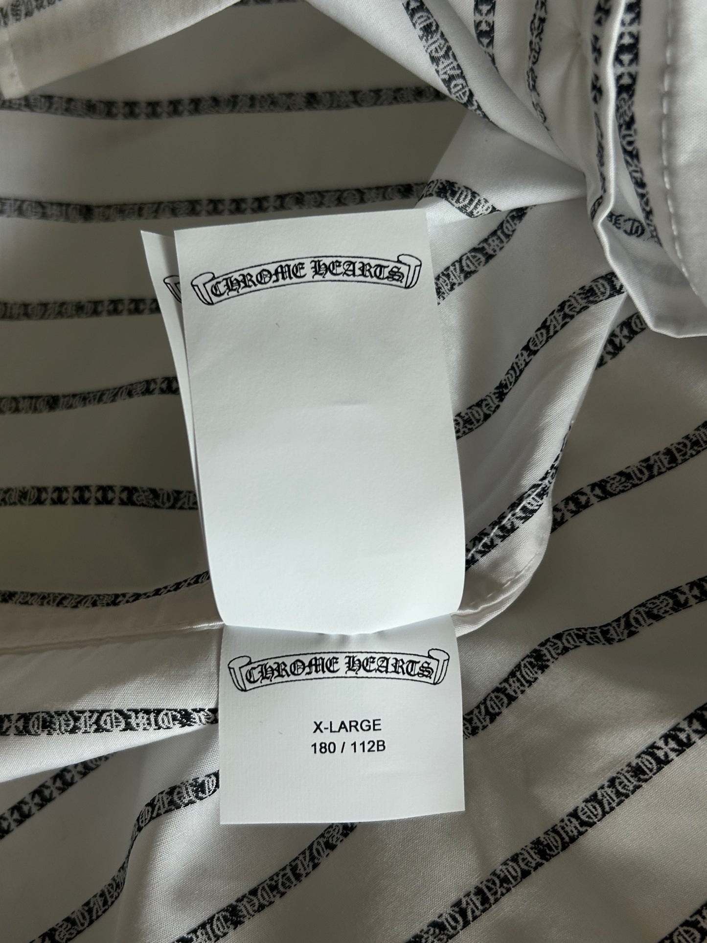 Chrome Hearts White & Black Loose Ends Pinstripe Button Up Shirt