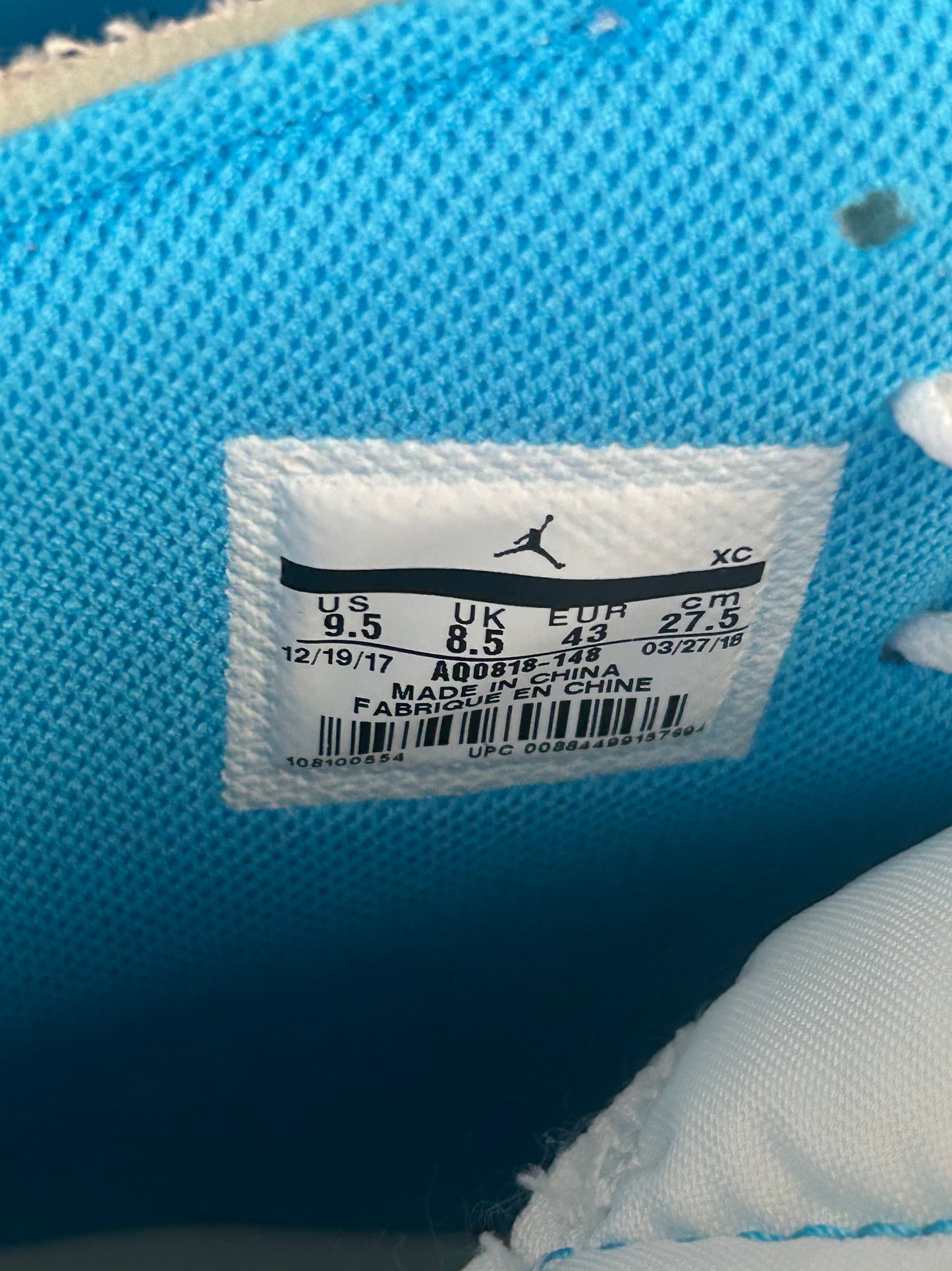 Nike Off-White Blue UNC Jordan 1 Hightop Sneakers