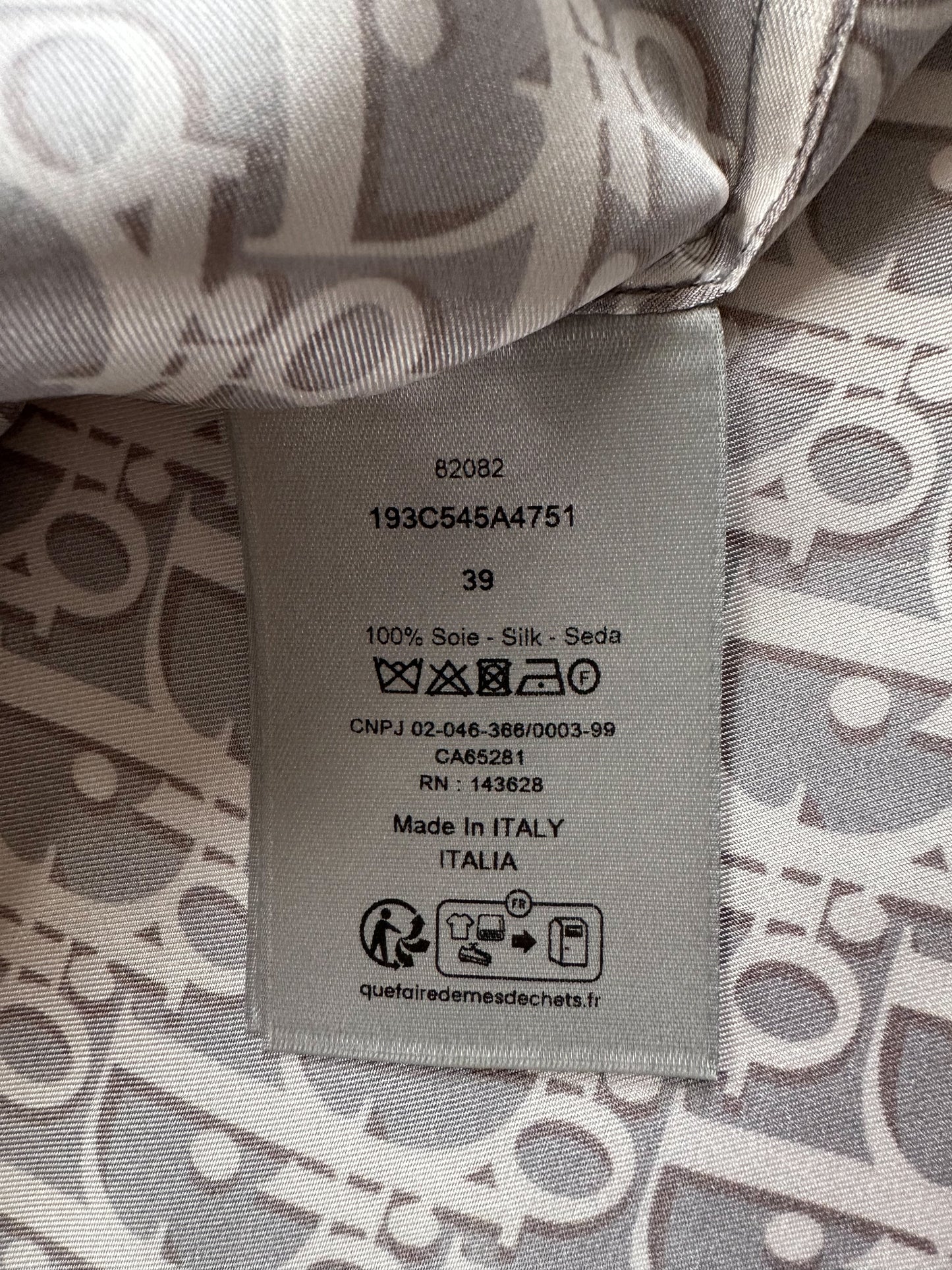 Dior Grey Oblique Silk Button Up Shirt