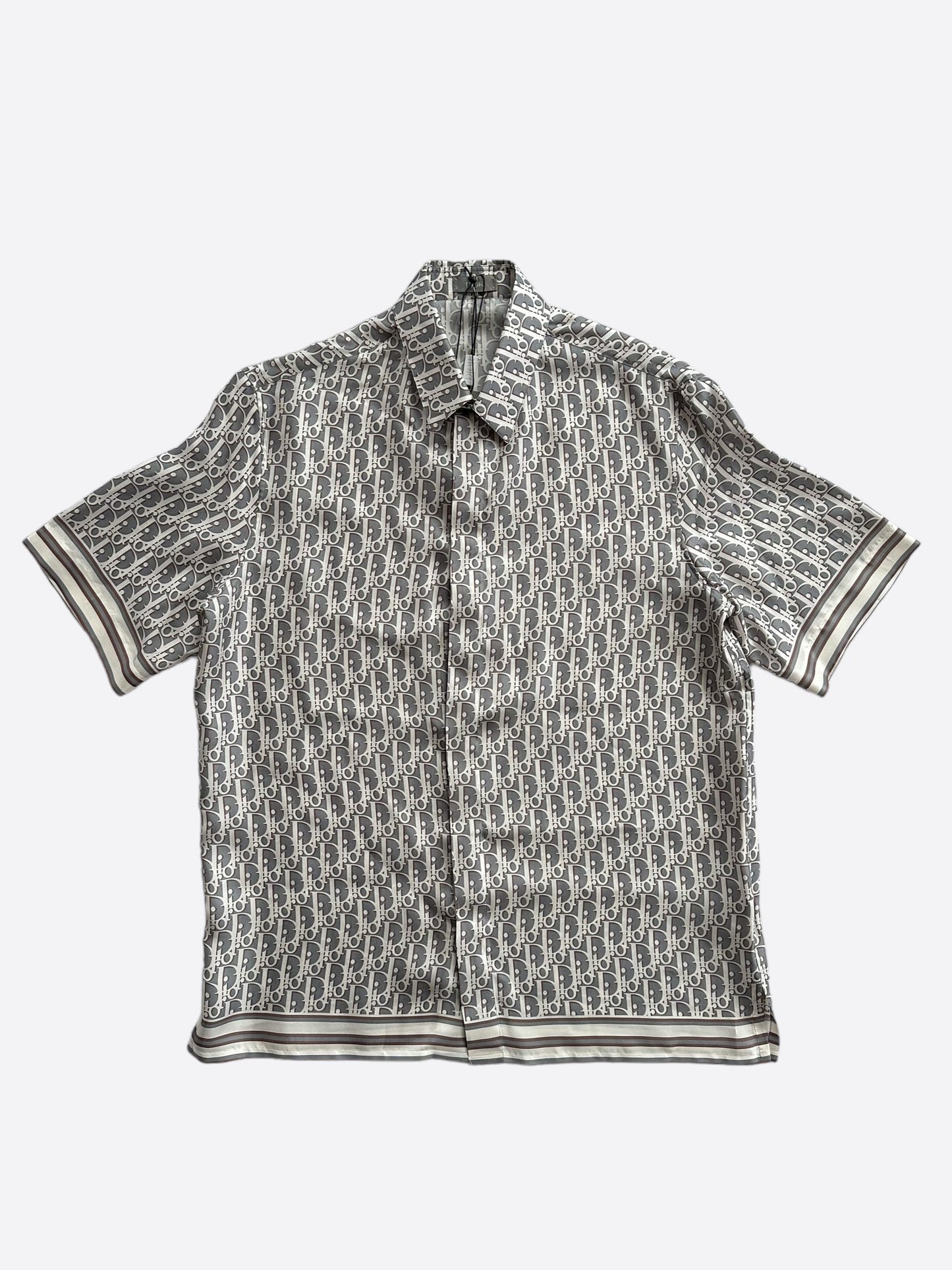 Dior Grey Oblique Silk Button Up Shirt