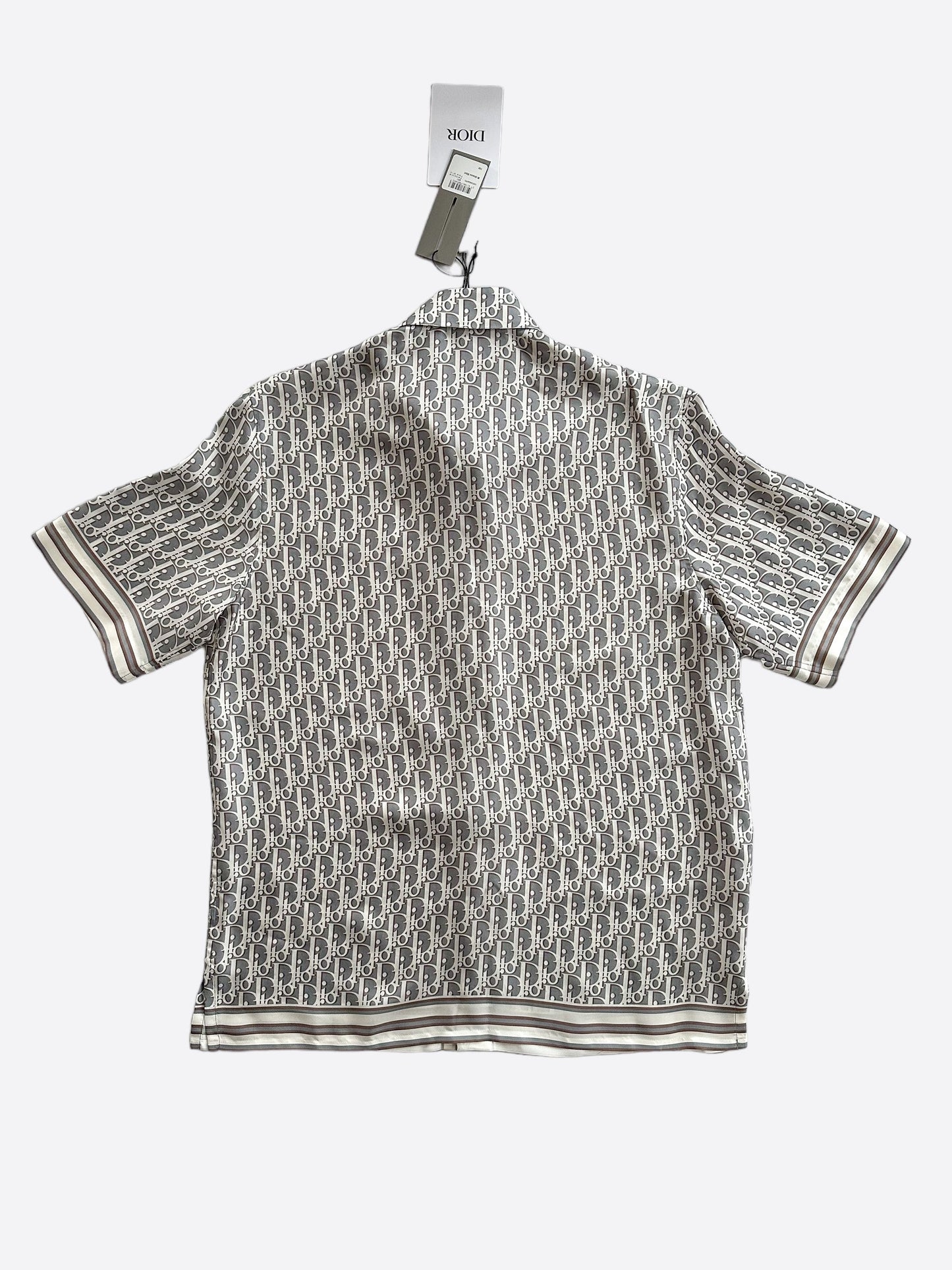 Dior Grey Oblique Silk Button Up Shirt