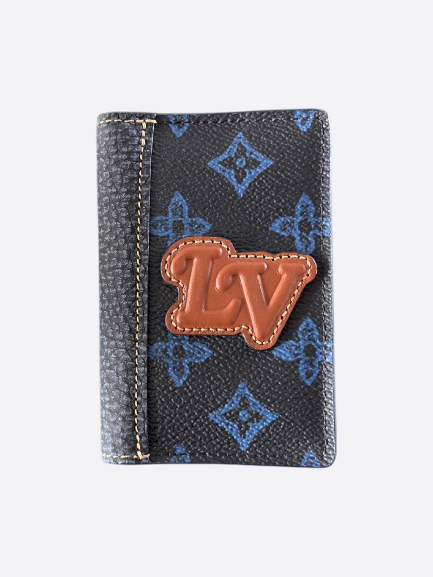 Louis Vuitton Blue & Brown Applique Monogram Pocket Organizer