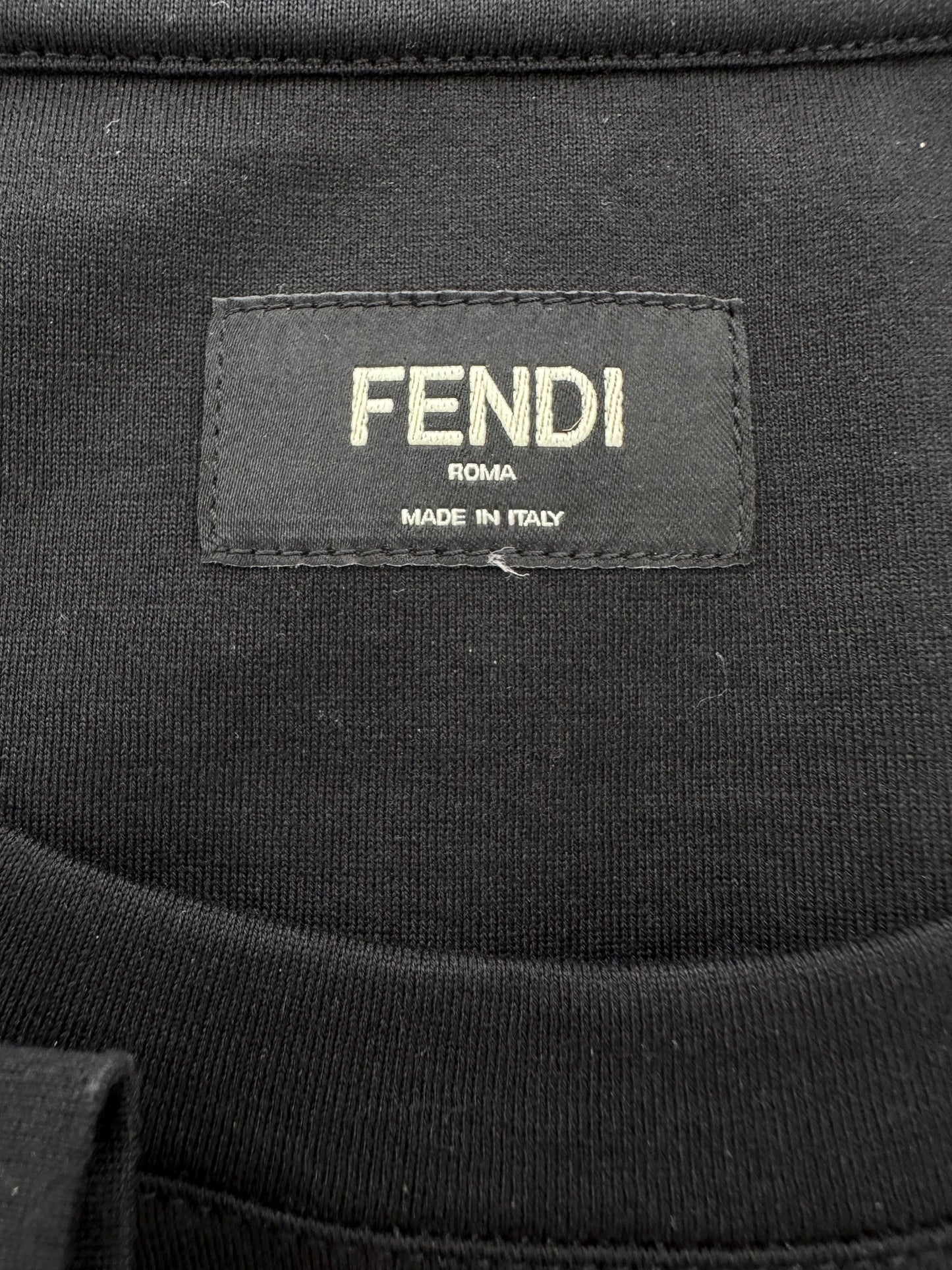 Fendi Noel Fielding Black Multicolor Embrodiered Logo T-Shirt