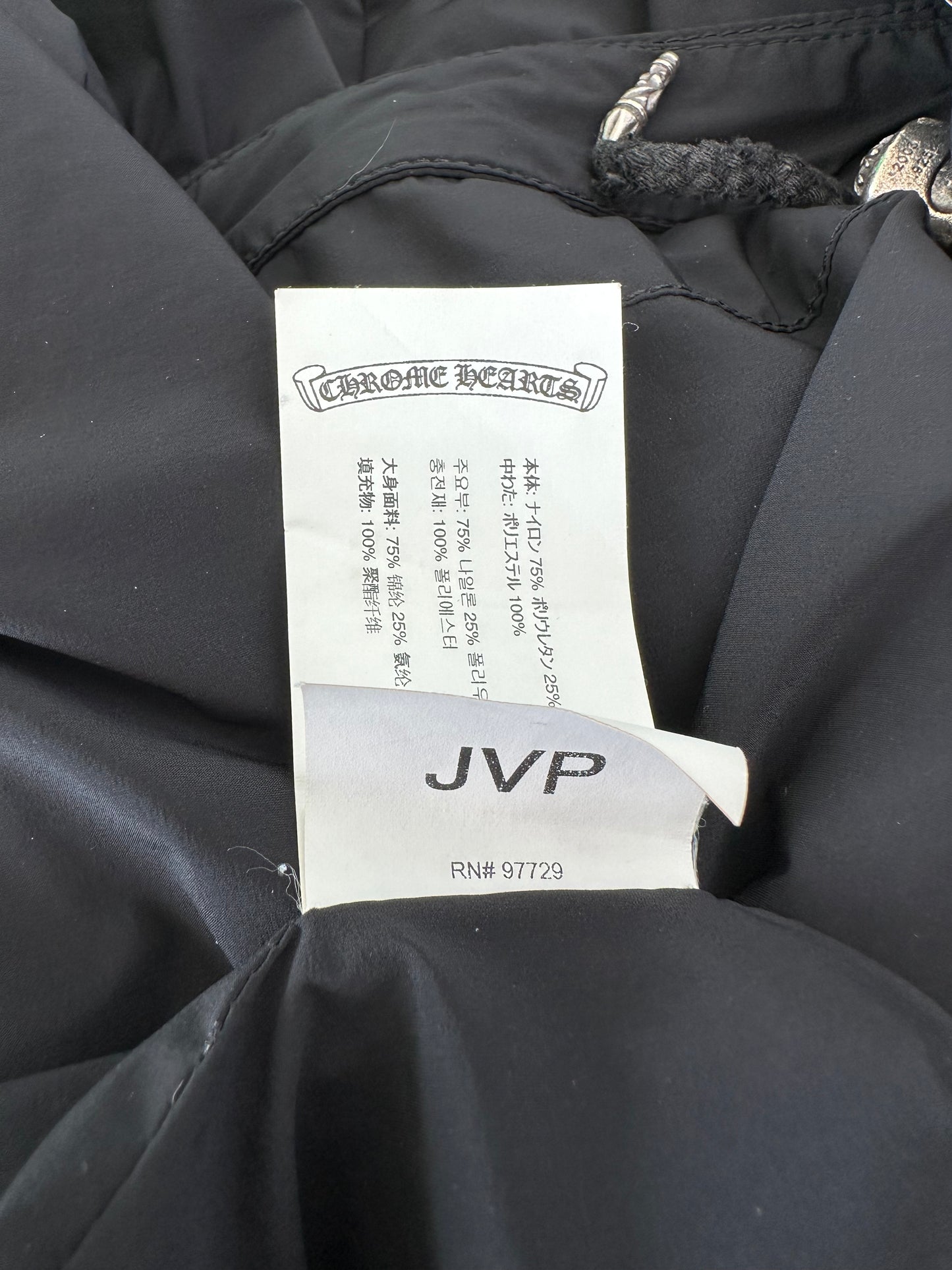 Chrome Hearts Black Leather Cross Patch Coach Jacket