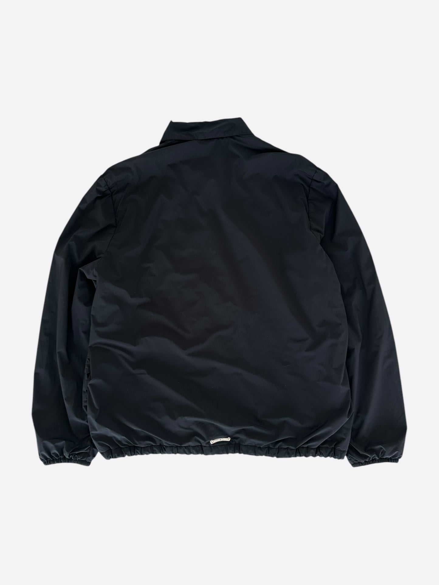 Chrome Hearts Black Leather Cross Patch Coach Jacket