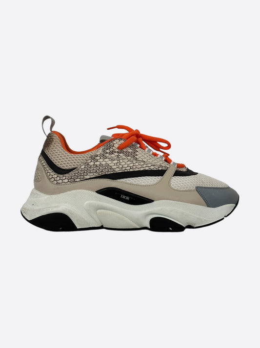 Dior Beige & Orange Snakeskin B22 Sneakers