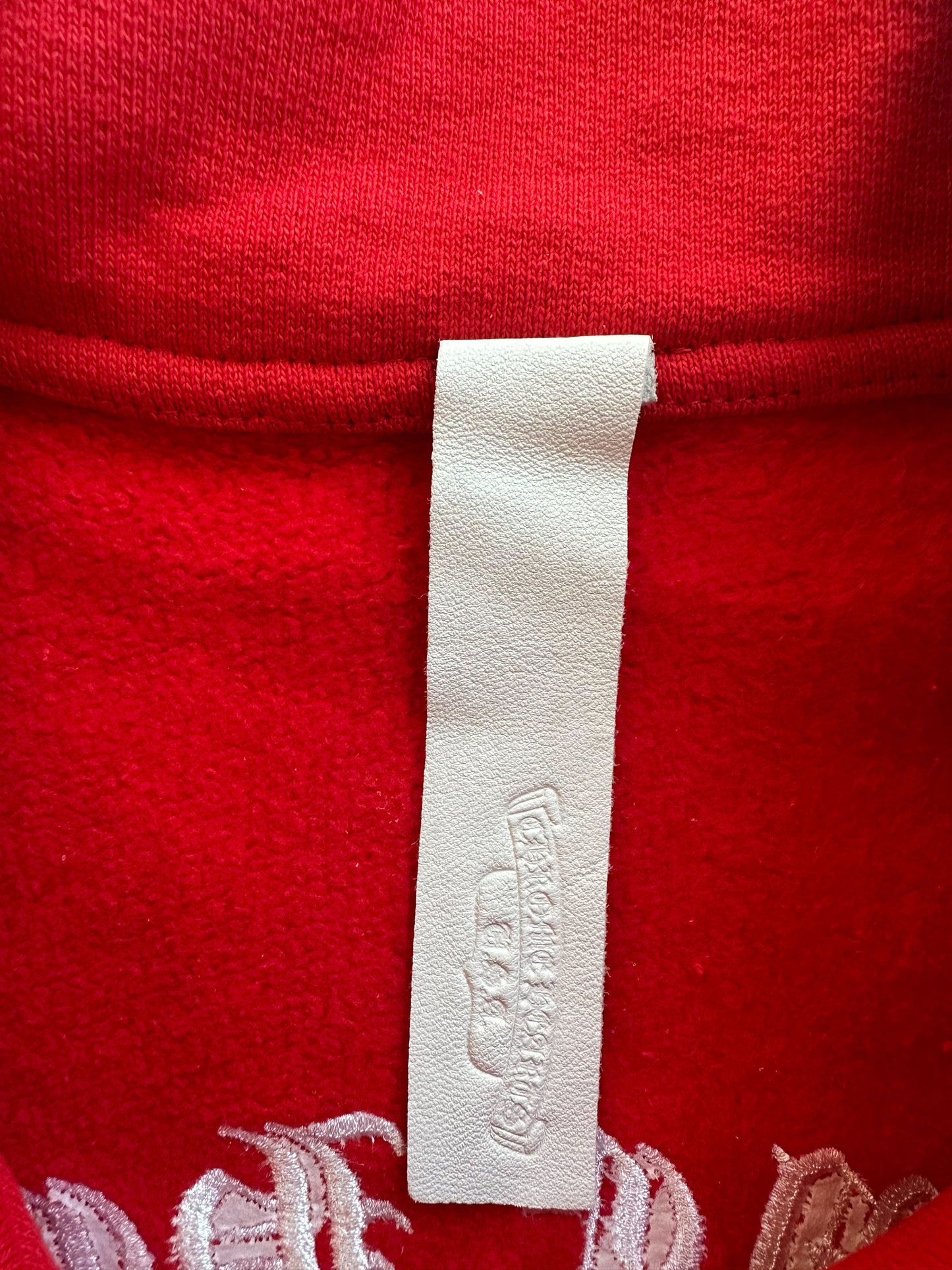 Chrome Hearts Red & White Triple Cross Embroidered Quarter Zip Sweater