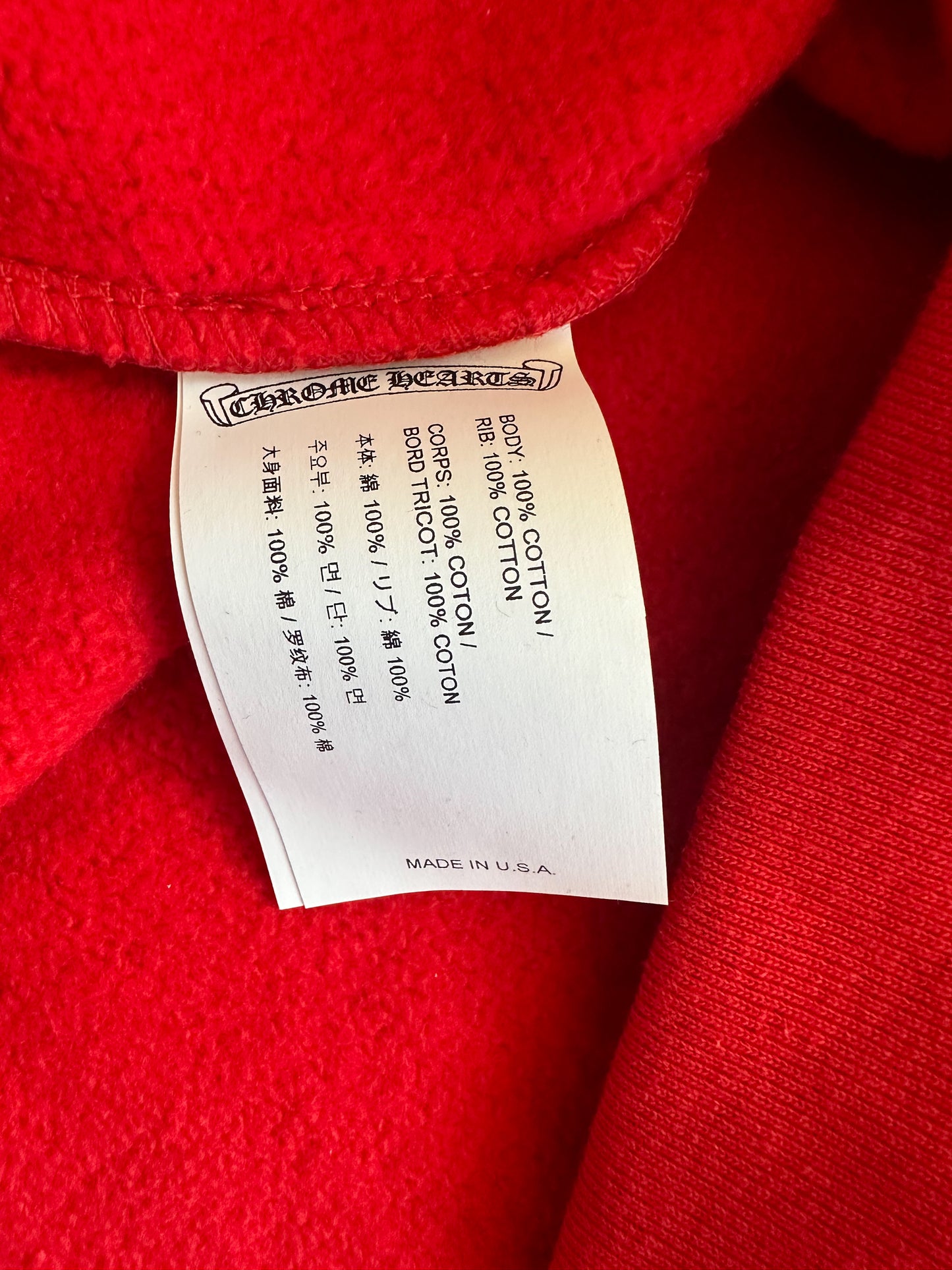 Chrome Hearts Red & White Triple Cross Embroidered Quarter Zip Sweater