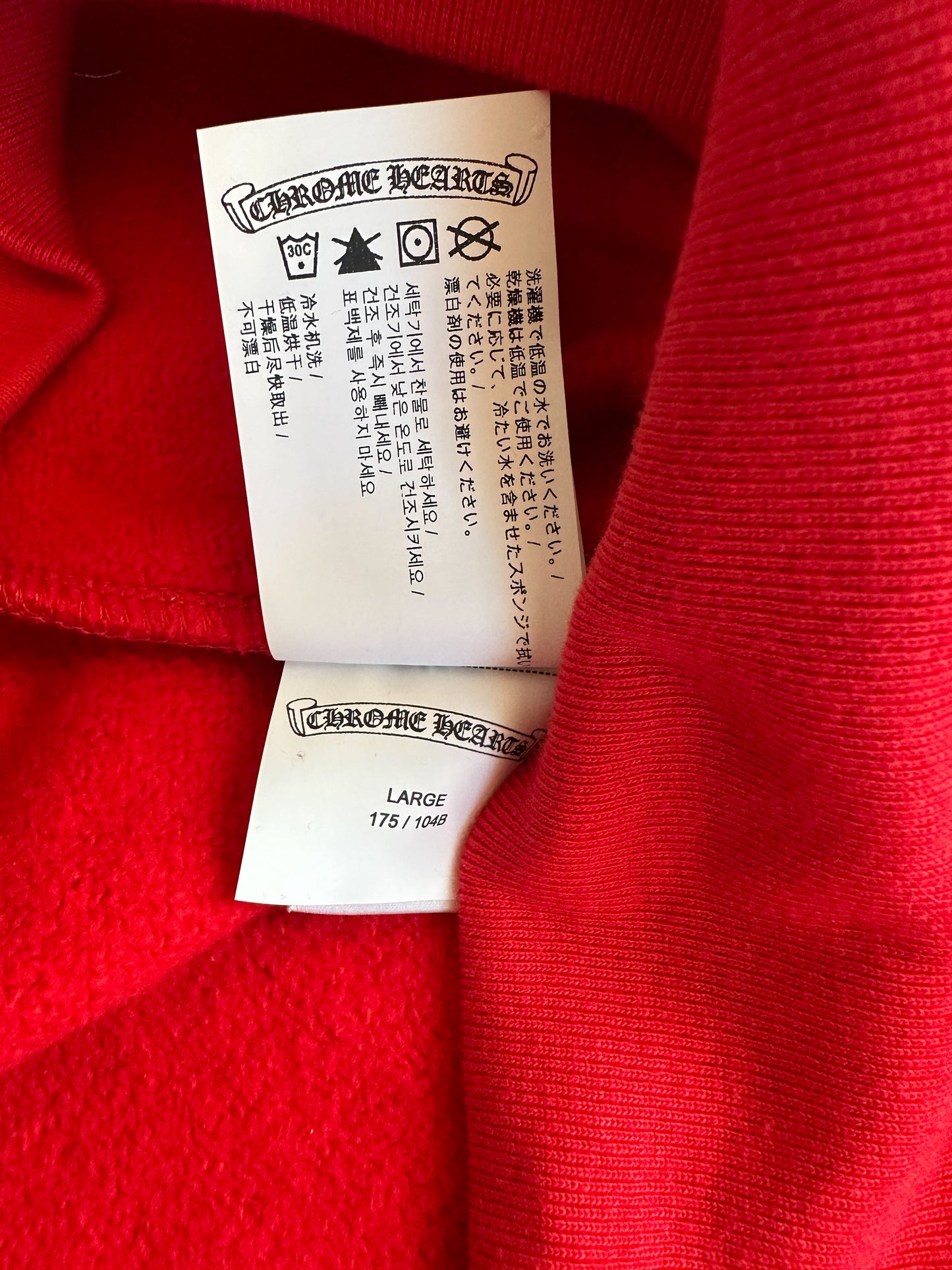 Chrome Hearts Red & White Triple Cross Embroidered Quarter Zip Sweater