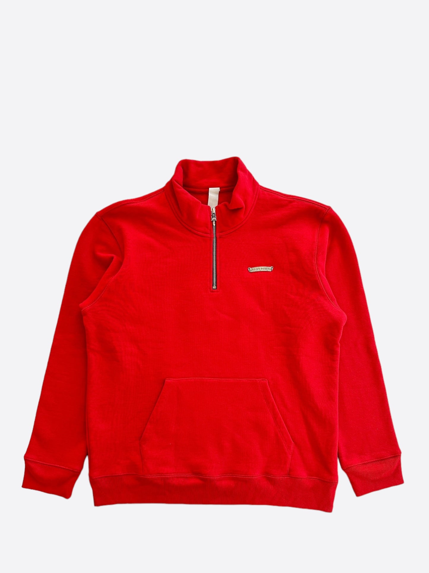 Chrome Hearts Red & White Triple Cross Embroidered Quarter Zip Sweater