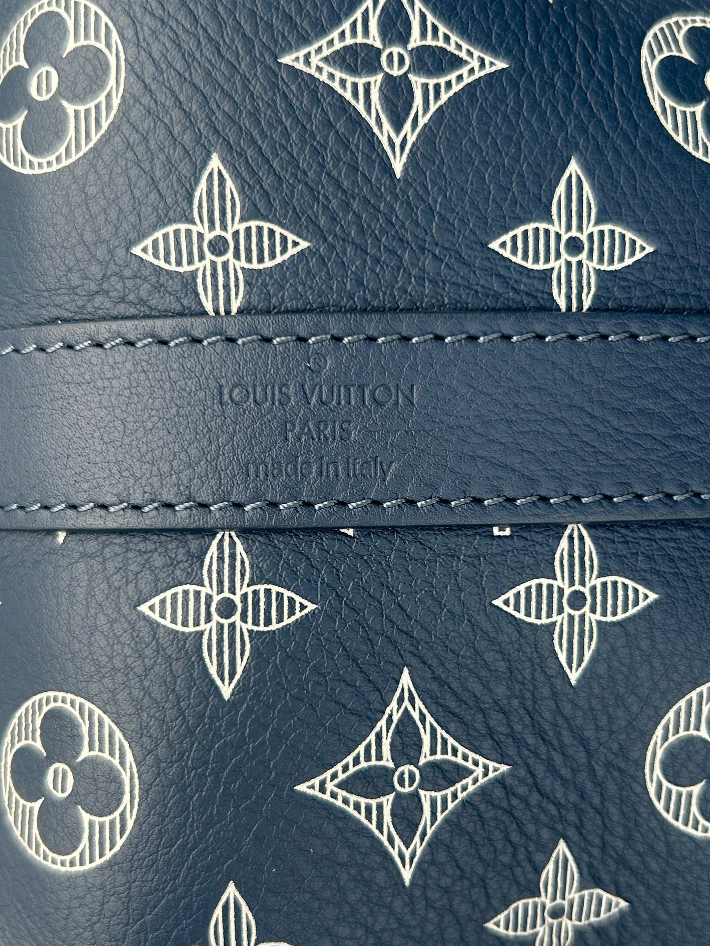 Louis Vuitton Navy & White Monogram Shadow Keepall 50