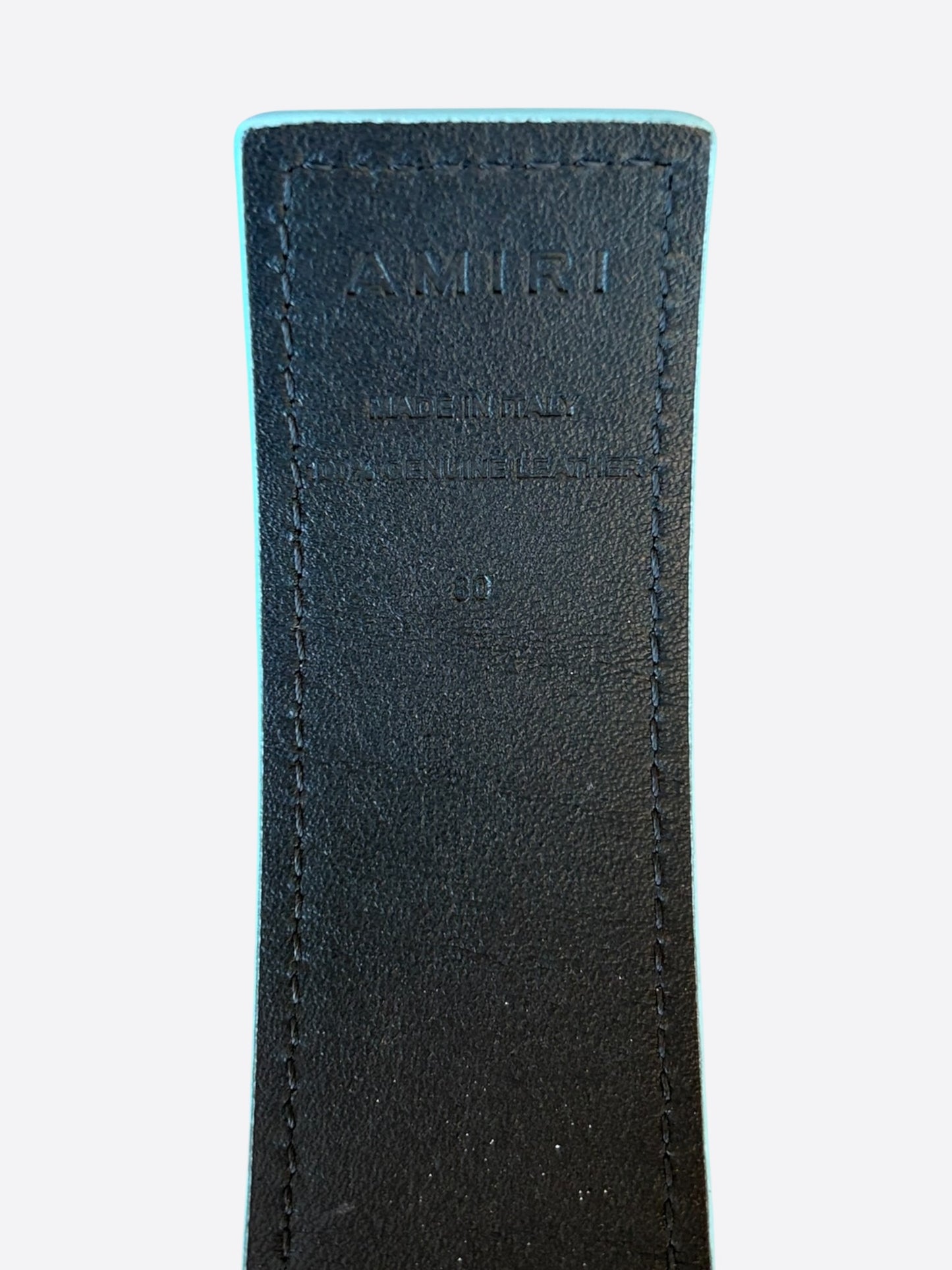 Amiri Blue & Black MA Logo Reversible Leather Belt