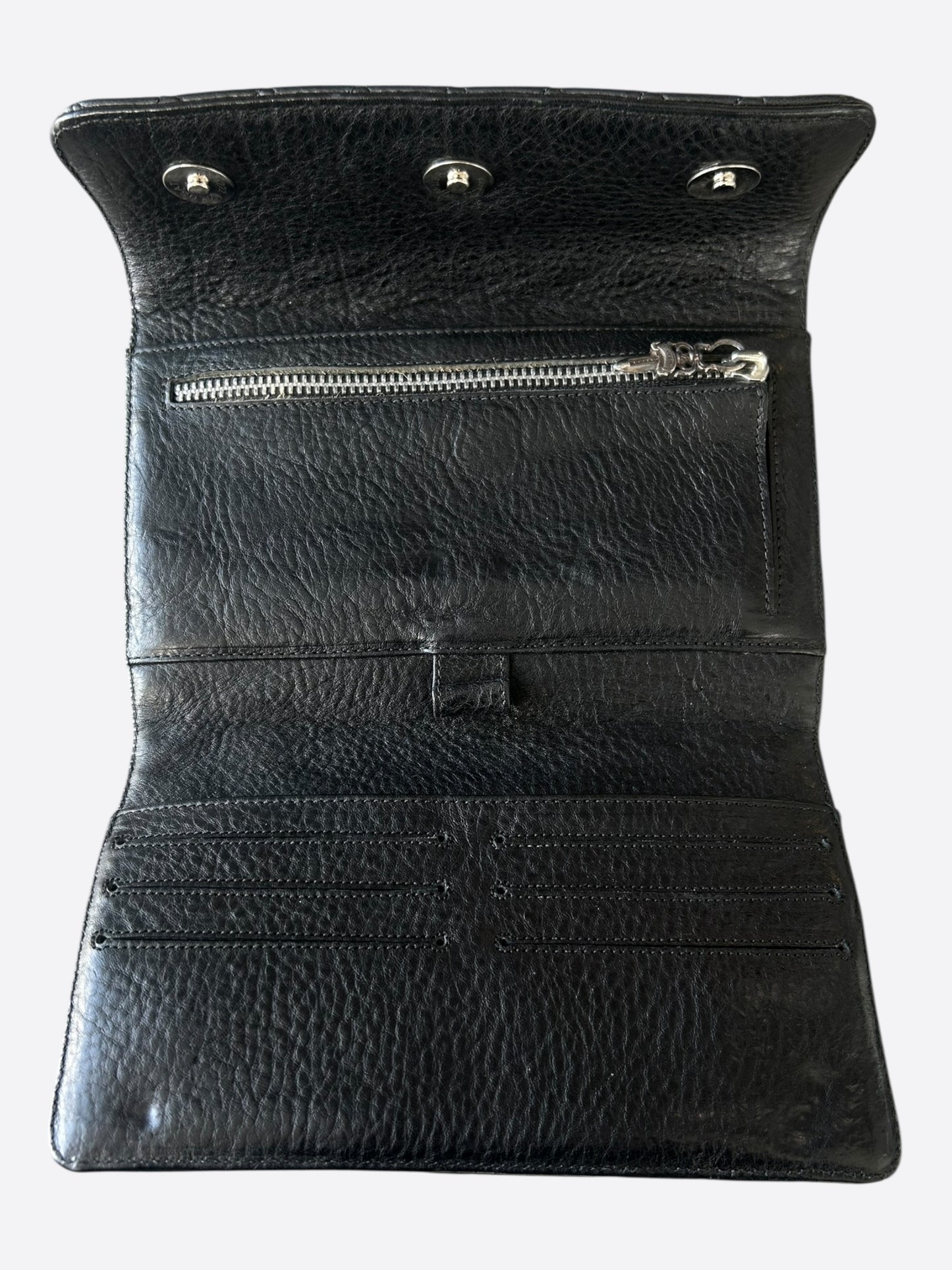 Chrome Hearts Black Quilted Cross Wallet