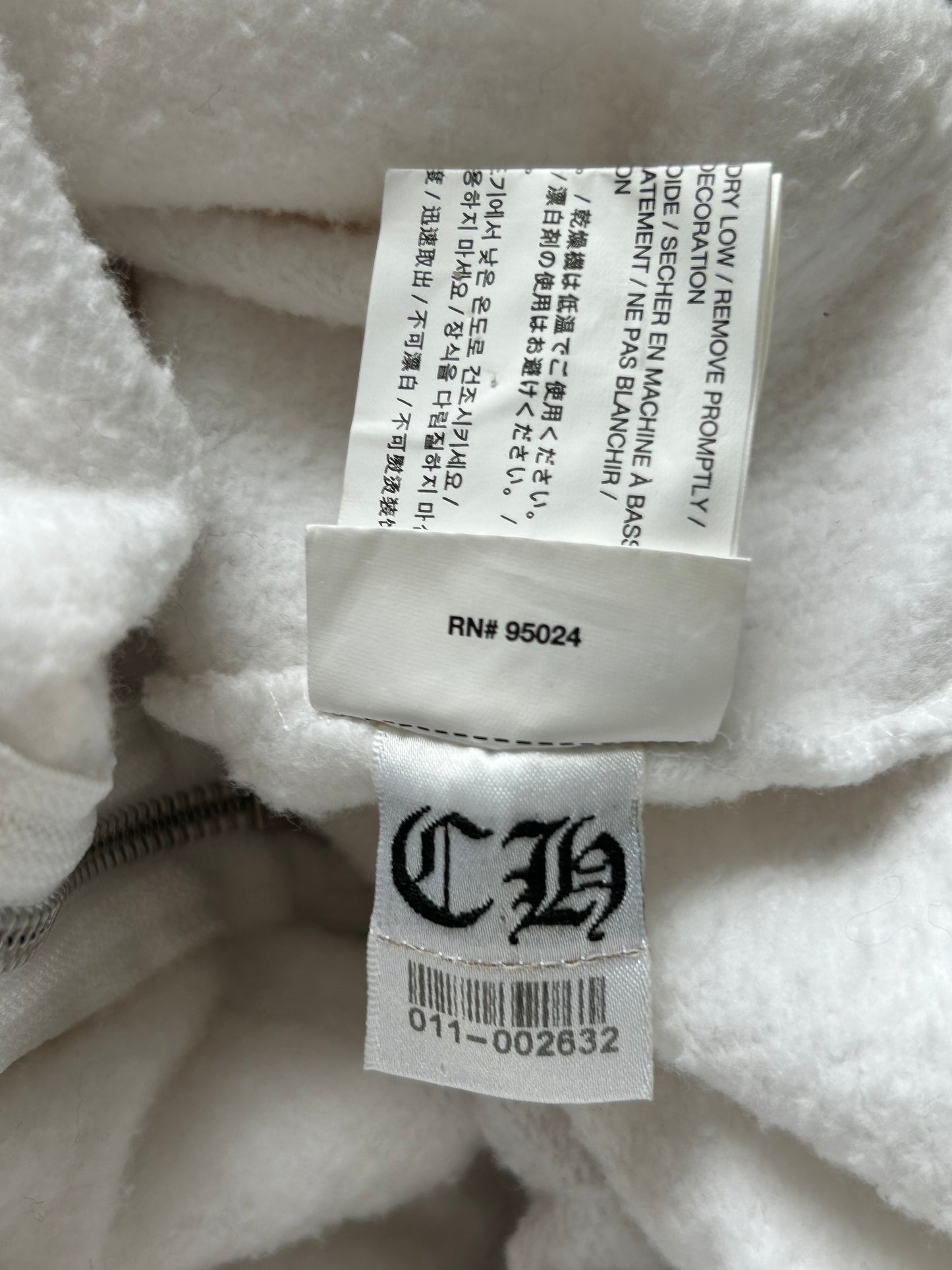 Chrome Hearts White & Black Floral Cross Logo Zip Up Hoodie