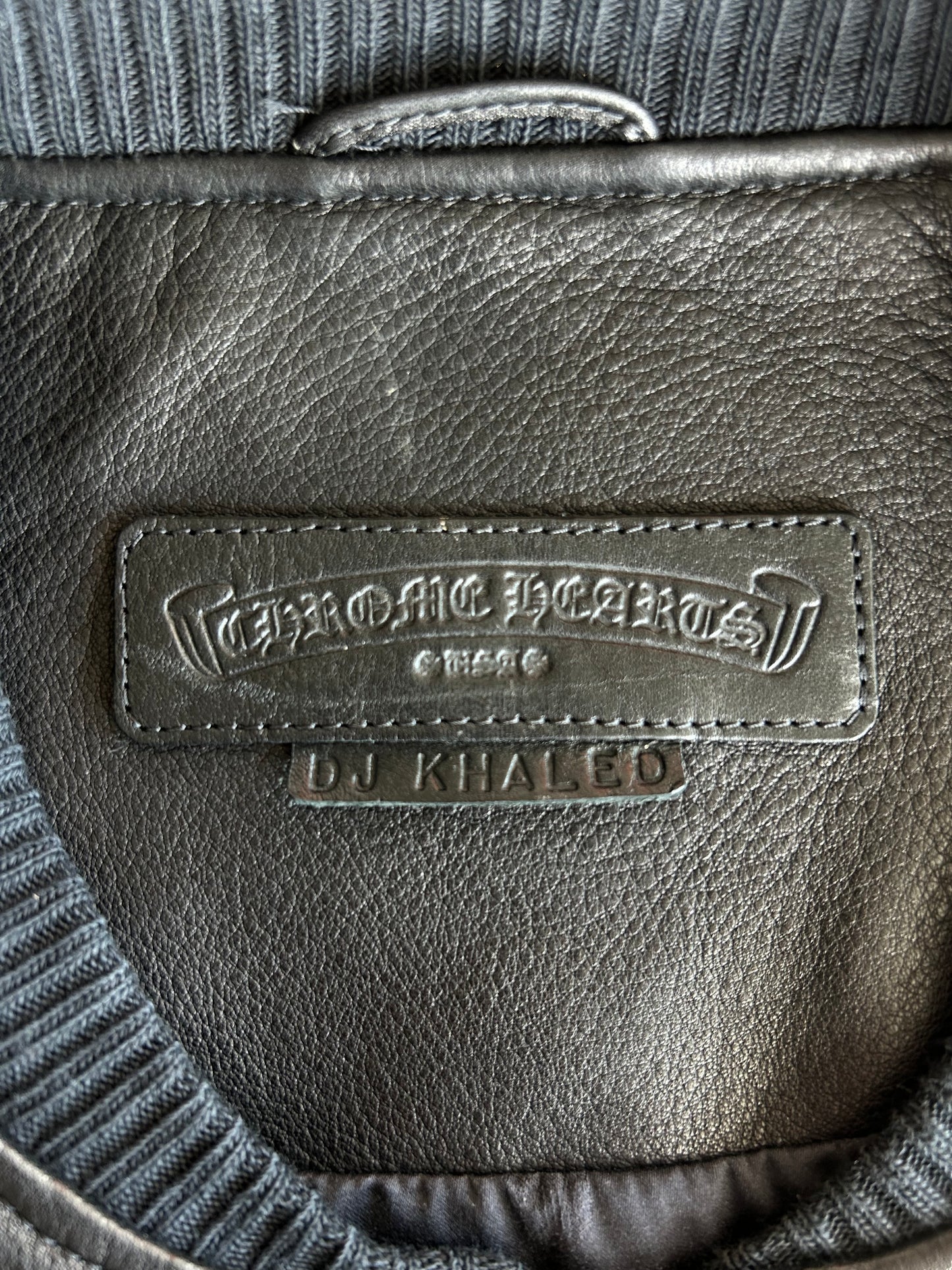 Chrome Hearts Black & Multicolor Star Patch Leather Bomber Jacket