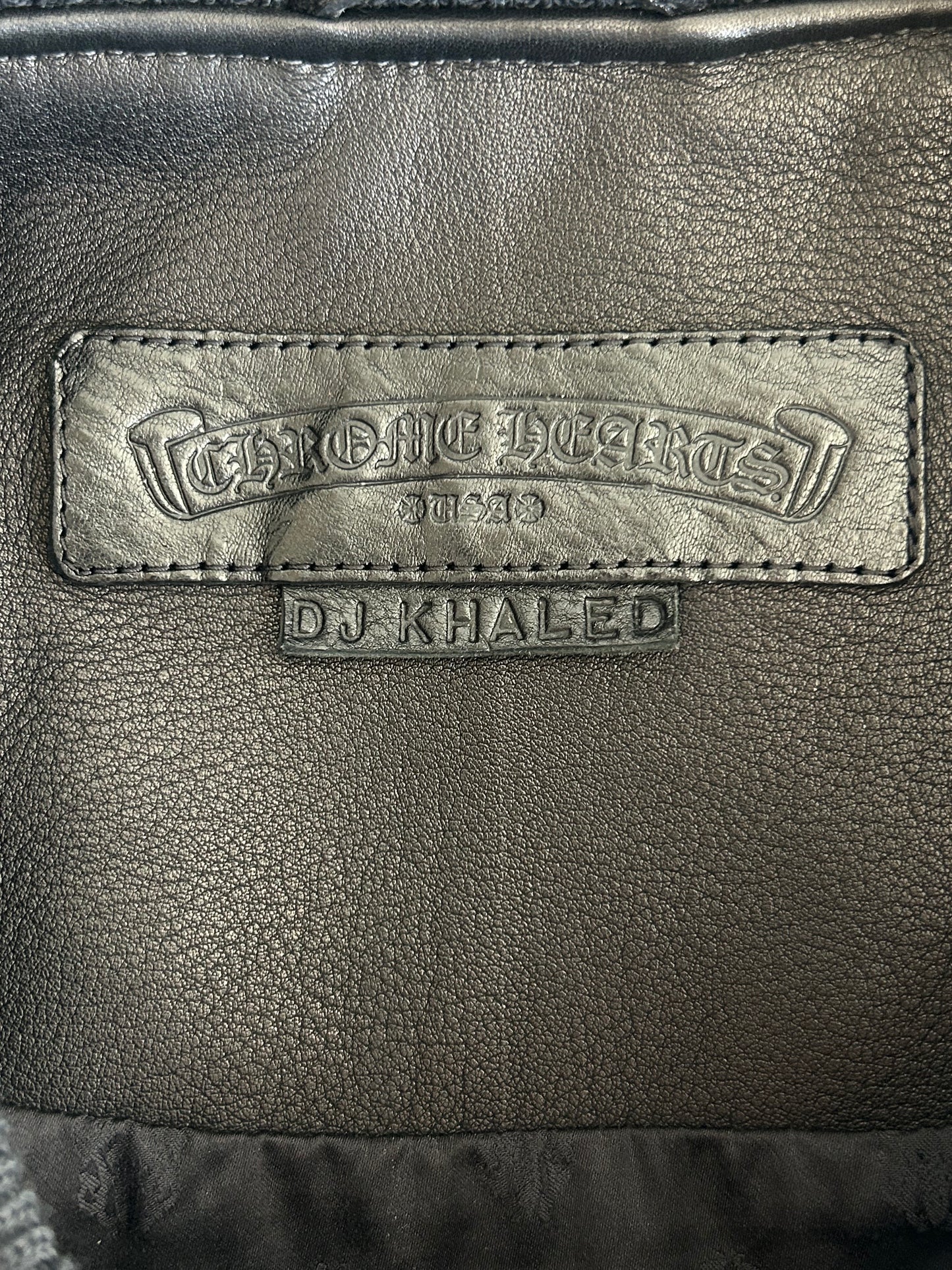 Chrome Hearts Black Star Patch Leather Bomber Jacket