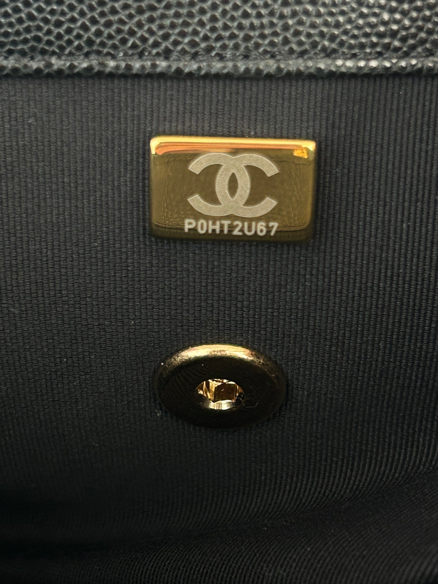 Chanel Black Caviar Quilted Handy Box Vanity Bag