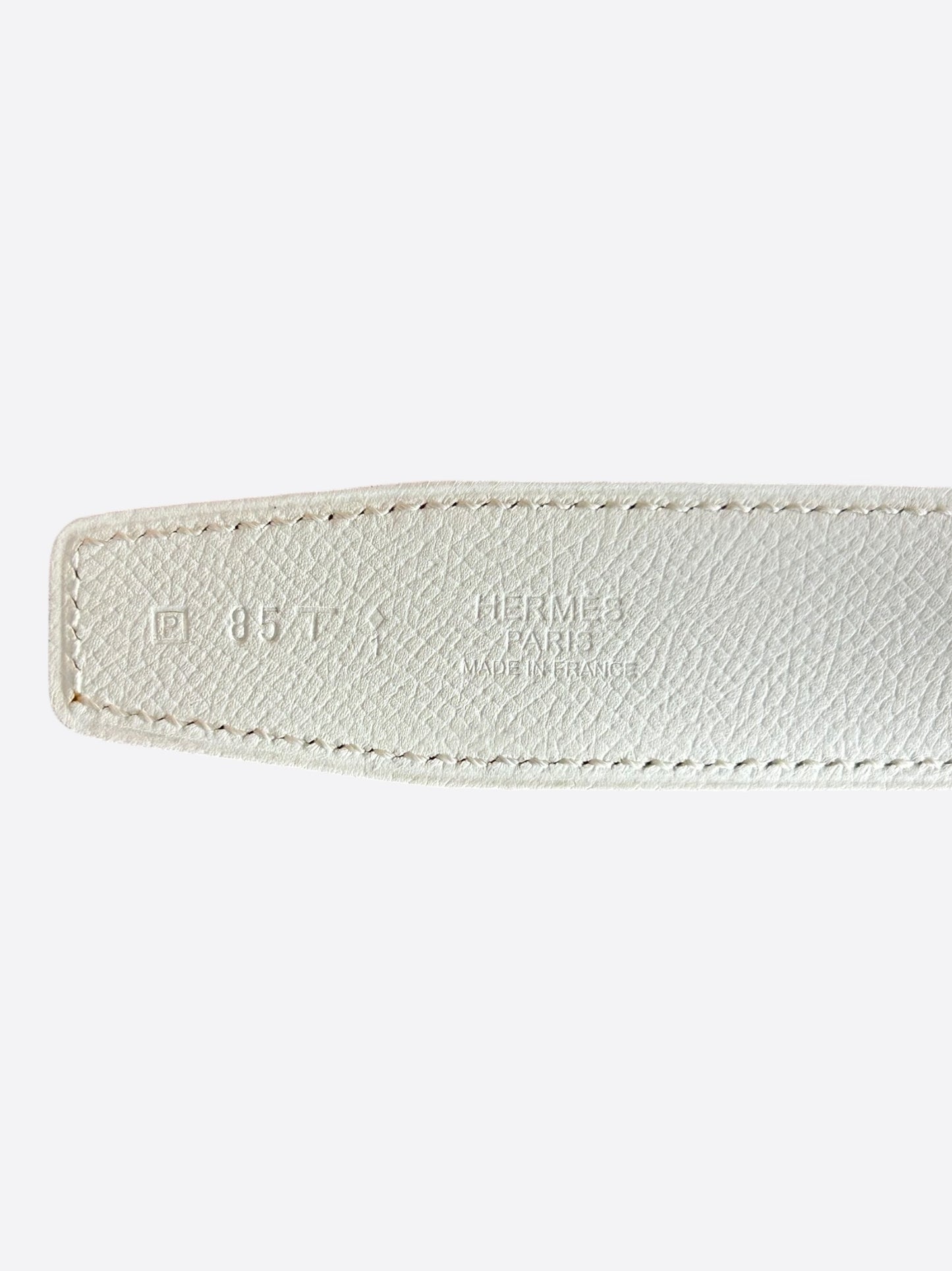 Hermes White & Red Constance Palladium Reversible Belt