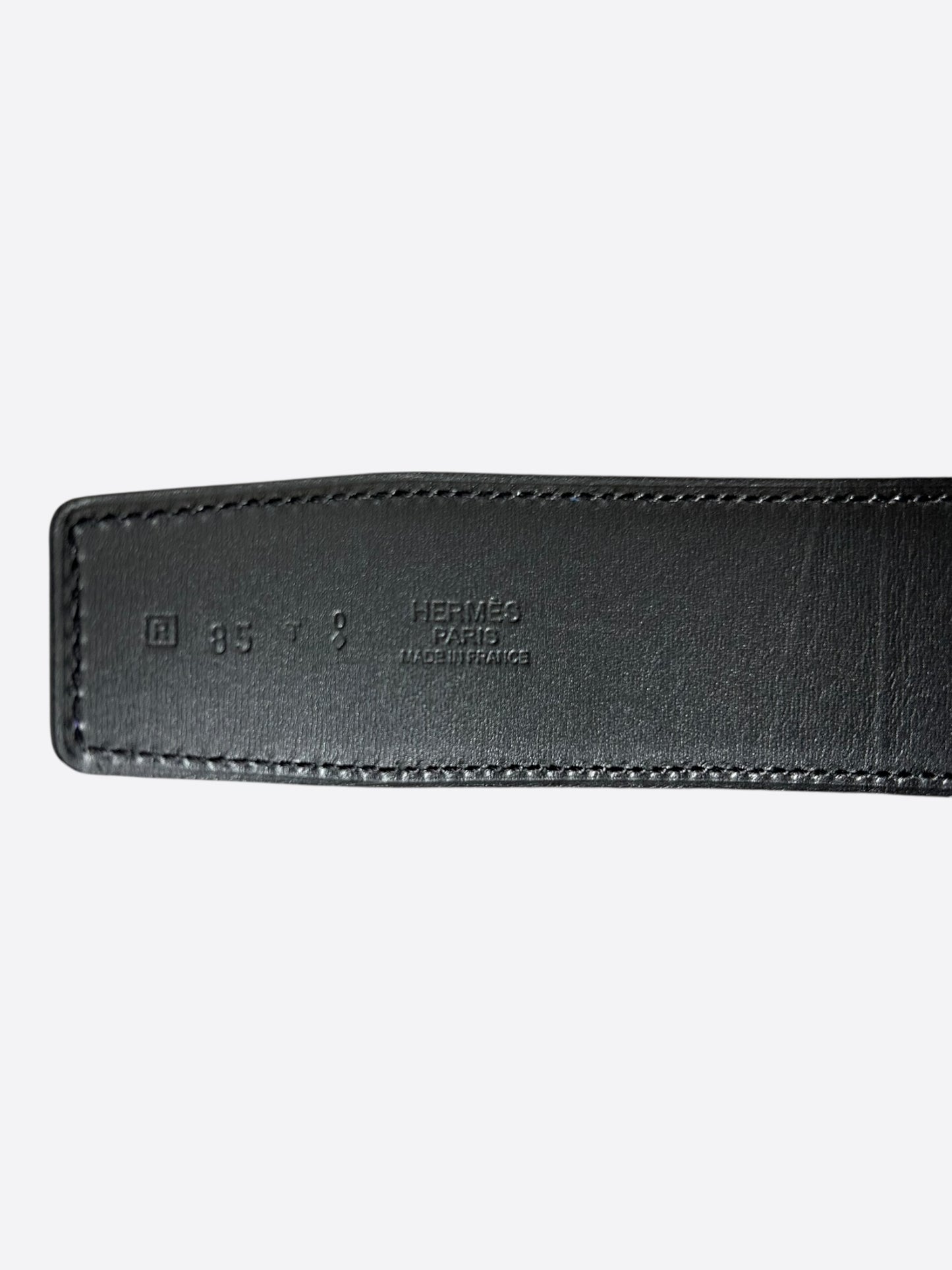 Hermes Blue & Black Constance Palladium Reversible Belt