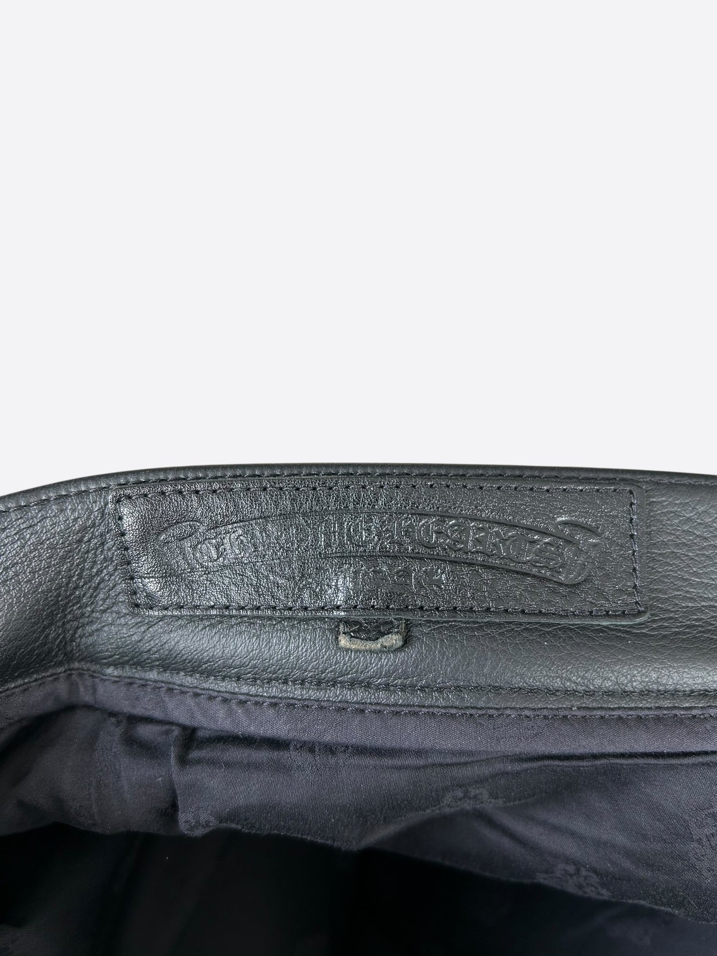 Chrome Hearts Black Leather Fleur Knee Pants