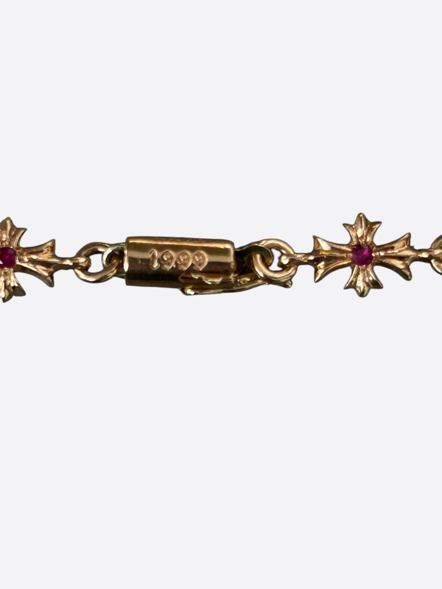 Chrome Hearts 22K Yellow Gold & Pink Rubies Tiny-E Bracelet