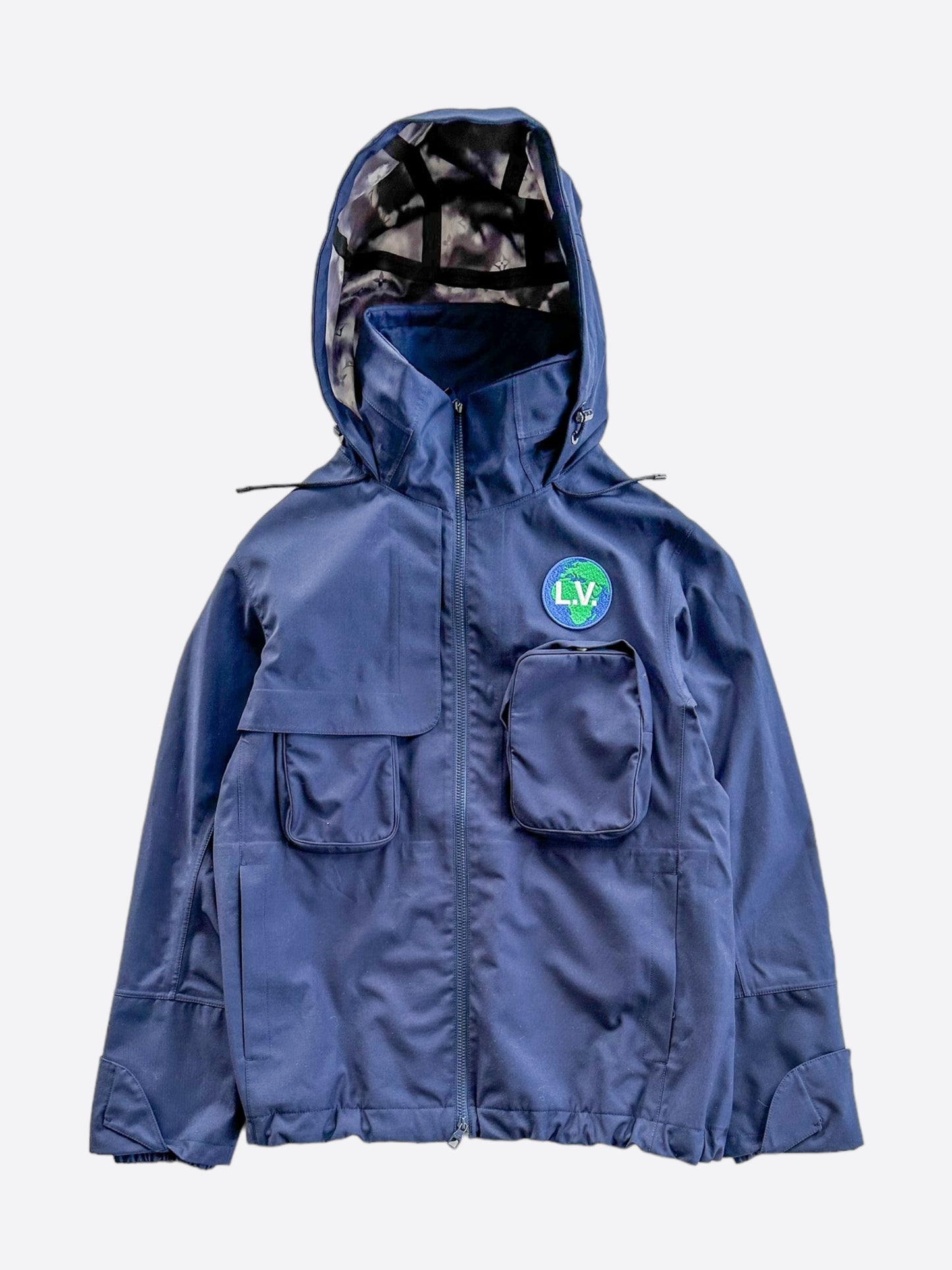 Louis Vuitton Navy LV Globe Parka Jacket