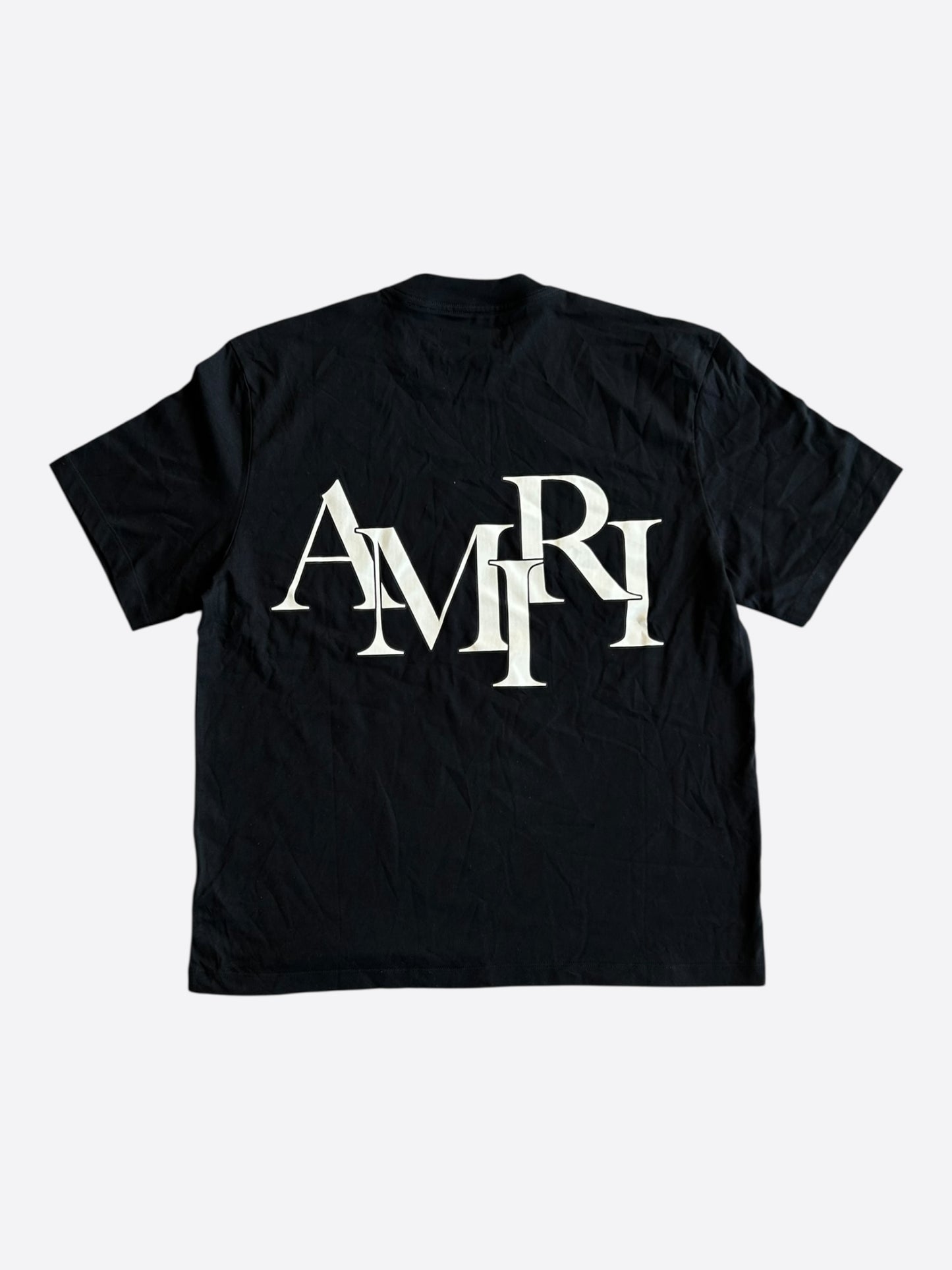 Amiri Black & White Staggered Logo T-shirt