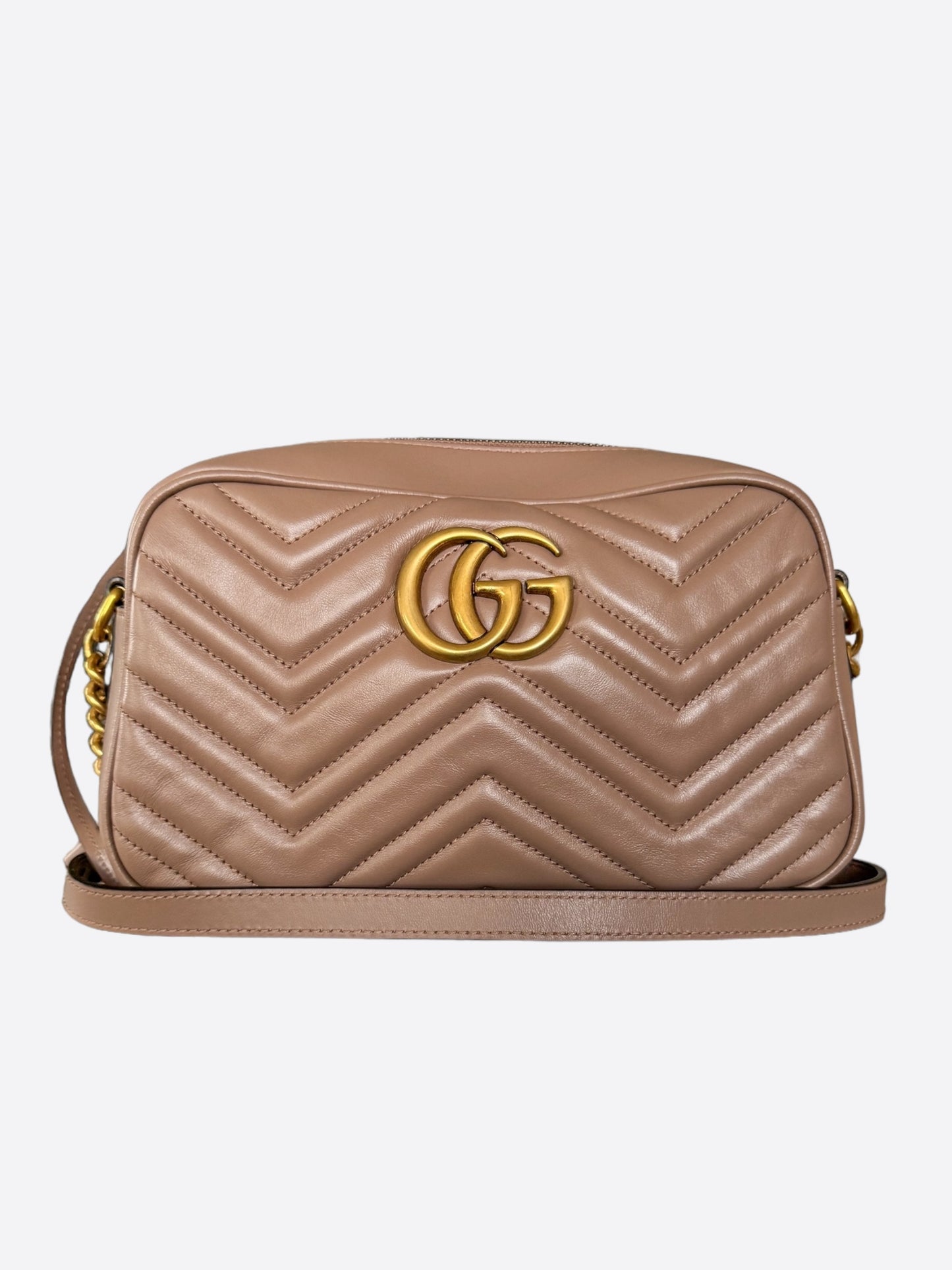 Gucci Dusty Pink Leather Marmont Small Shoulder Bag