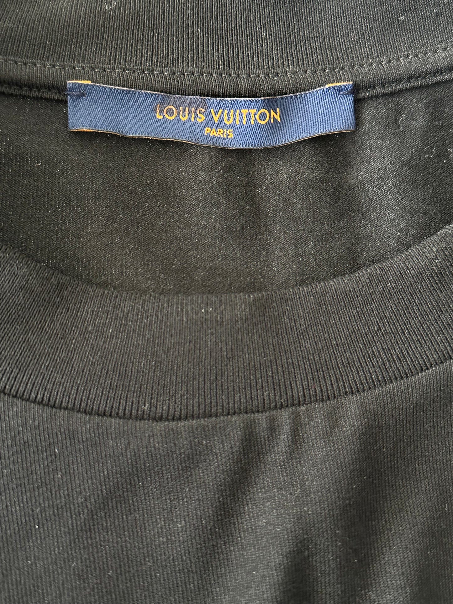 Louis Vuitton NBA Black Embroidered Patches T-Shirt