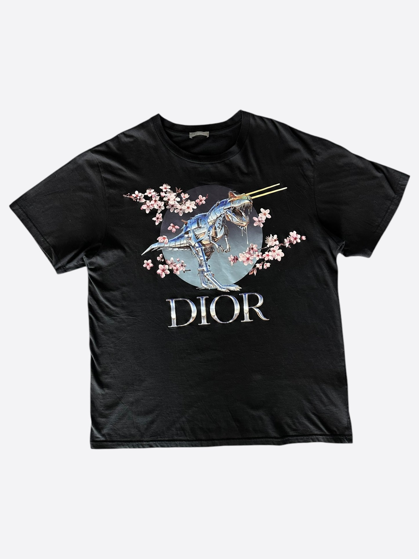 Dior Sorayama Black Dinosaur Logo T-Shirt