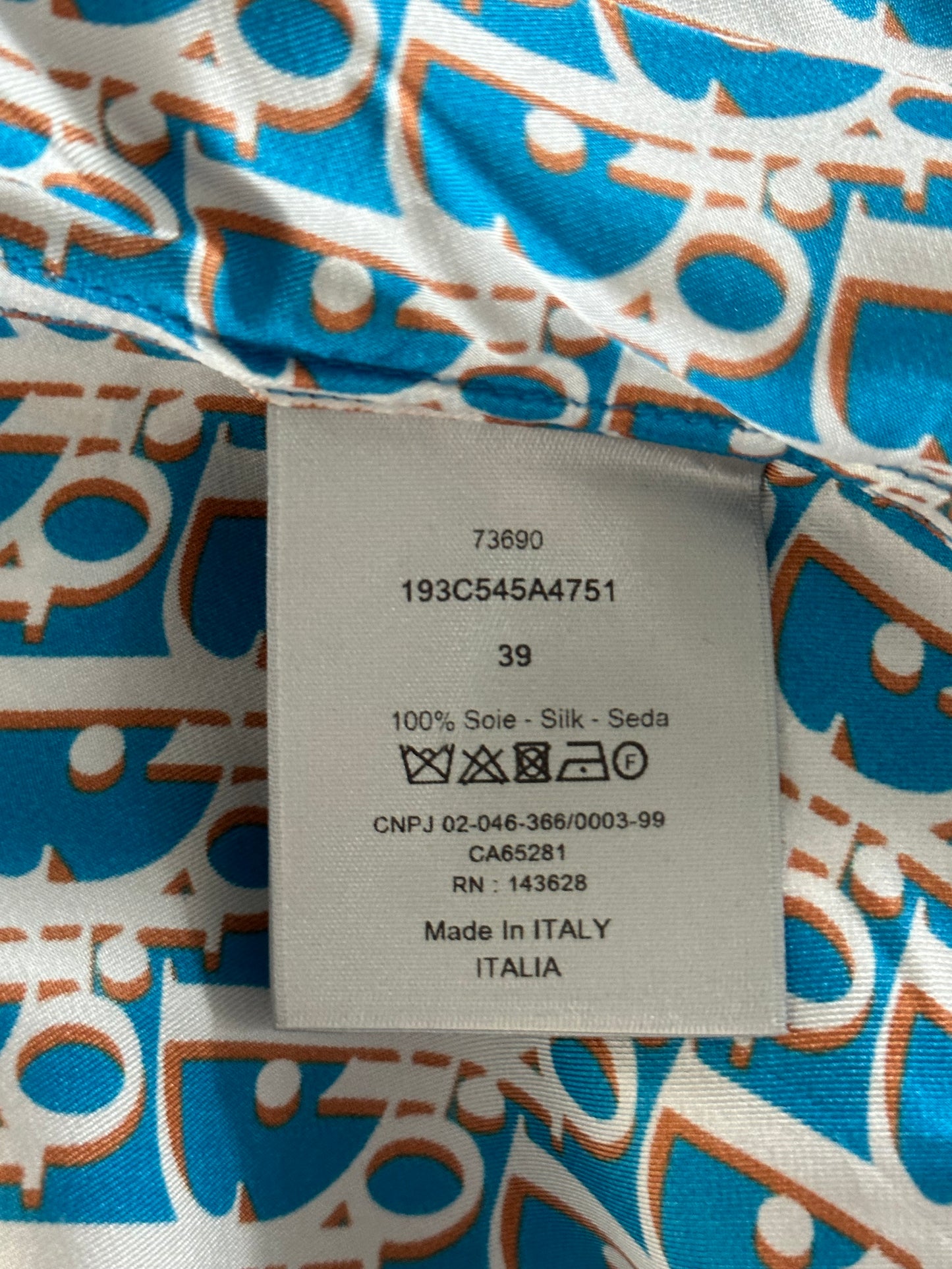 Dior Blue & White Oblique Silk Button Up Shirt