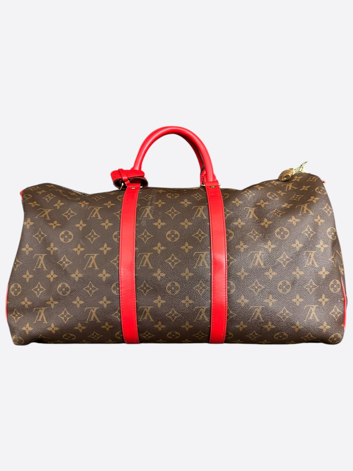 Louis Vuitton Brown & Red Monogram Keepall 50