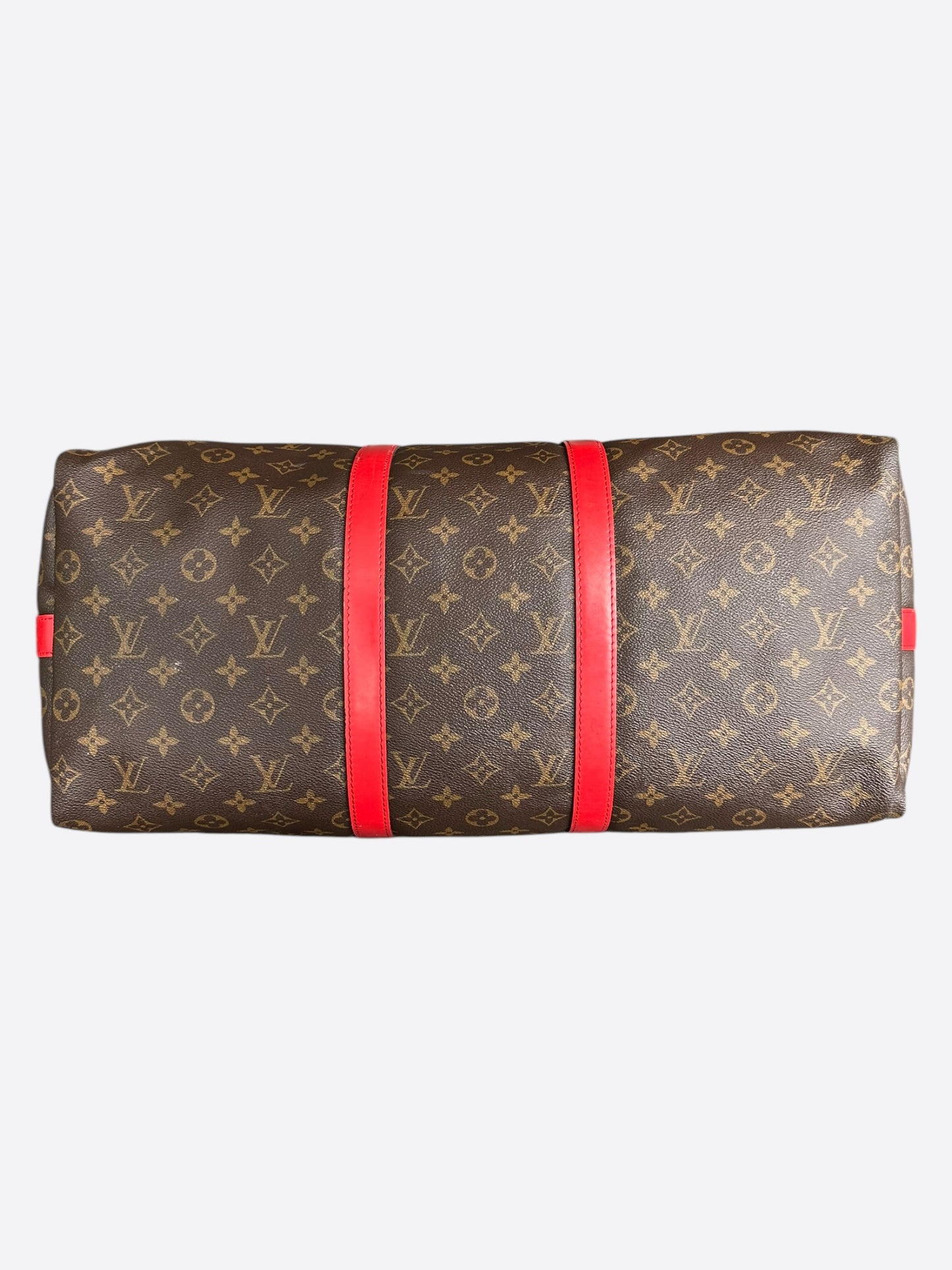 Louis Vuitton Brown & Red Monogram Keepall 50
