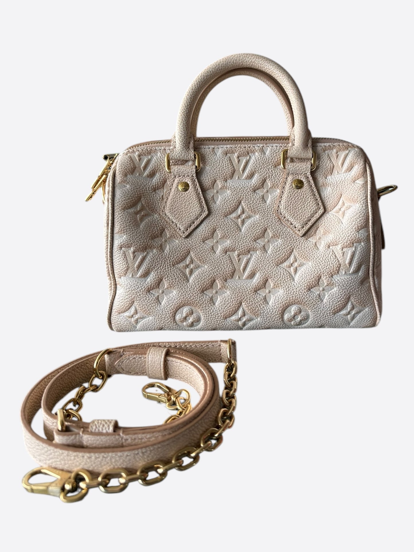 Louis Vuitton Stardust Beige Empreinte Monogram Speedy 20