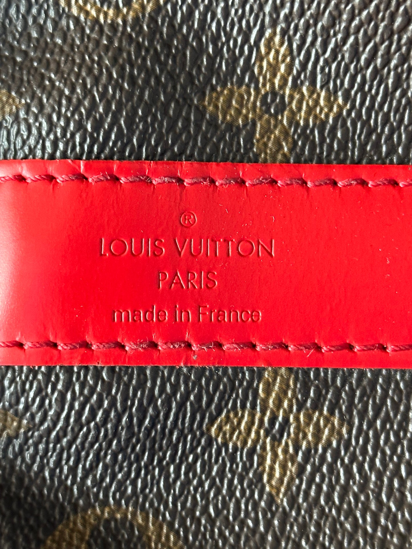 Louis Vuitton Brown & Red Monogram Keepall 50