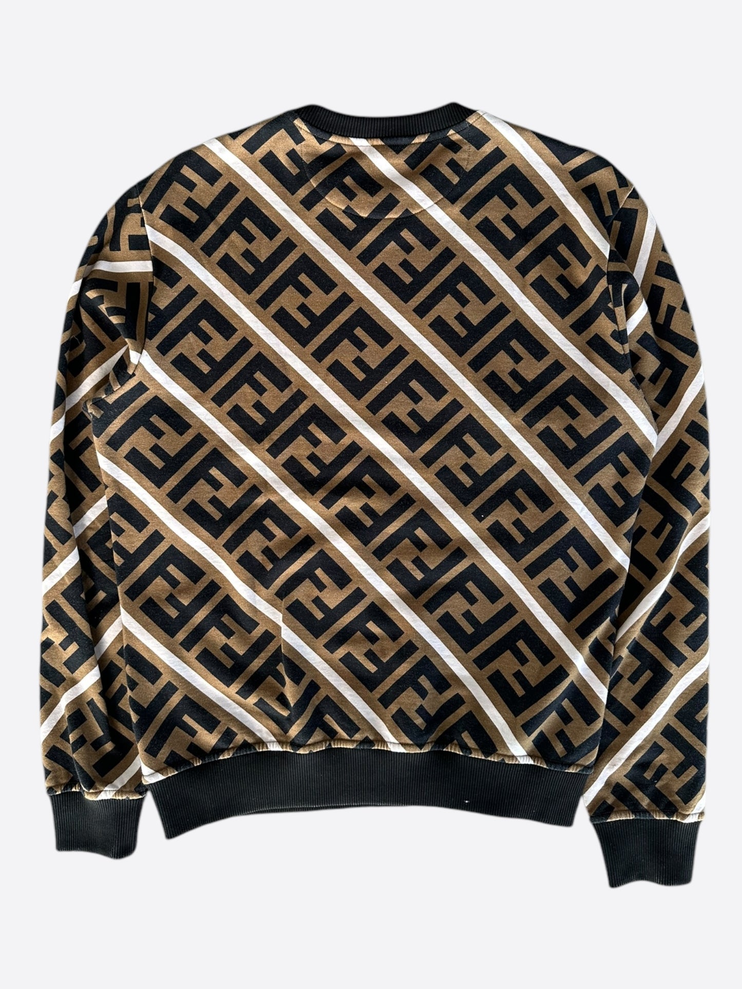 Fendi Brown & Black FF Logo Striped Sweater