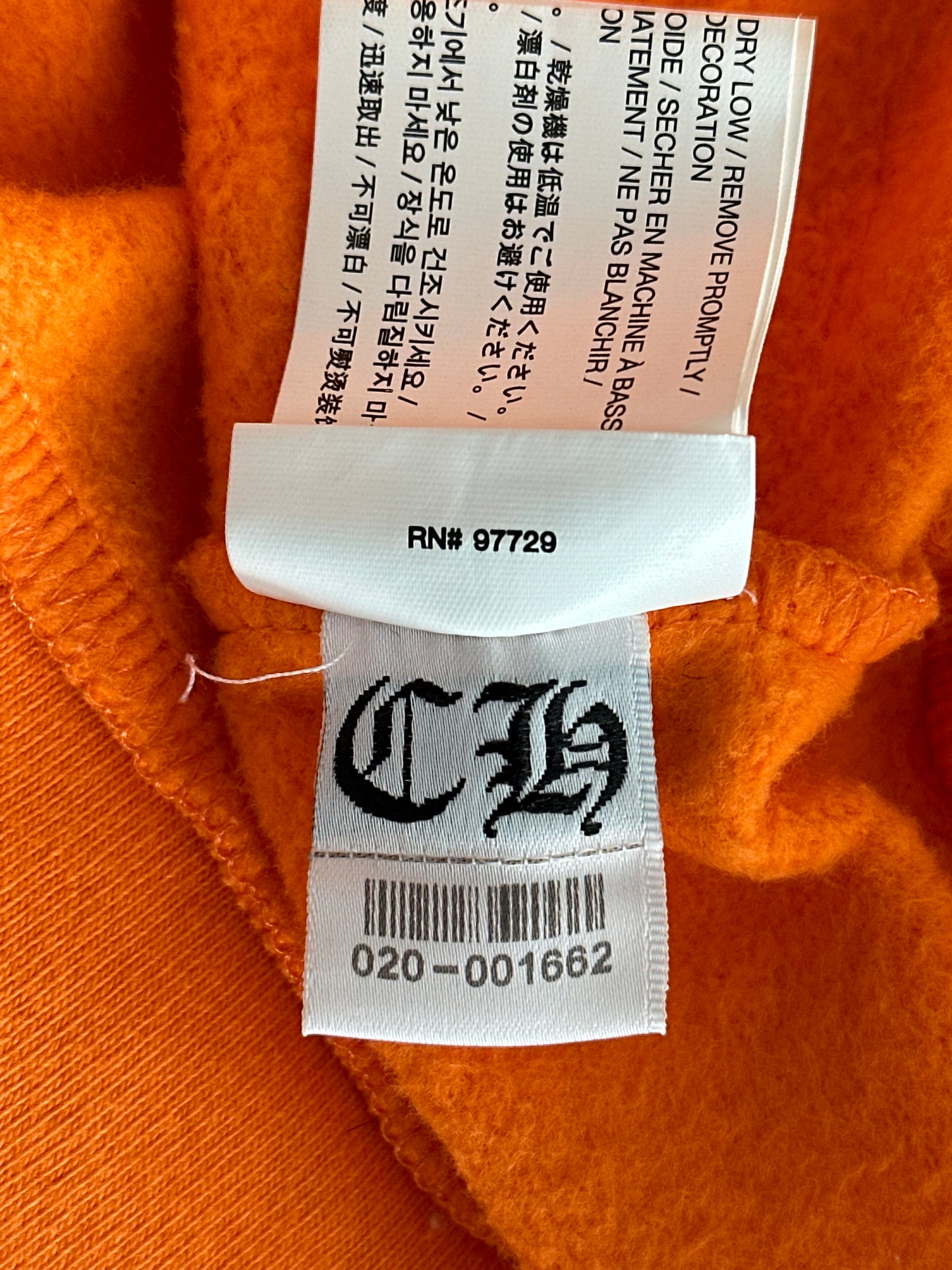 Chrome Hearts Off-White Orange & Black Scroll Logo Hoodie