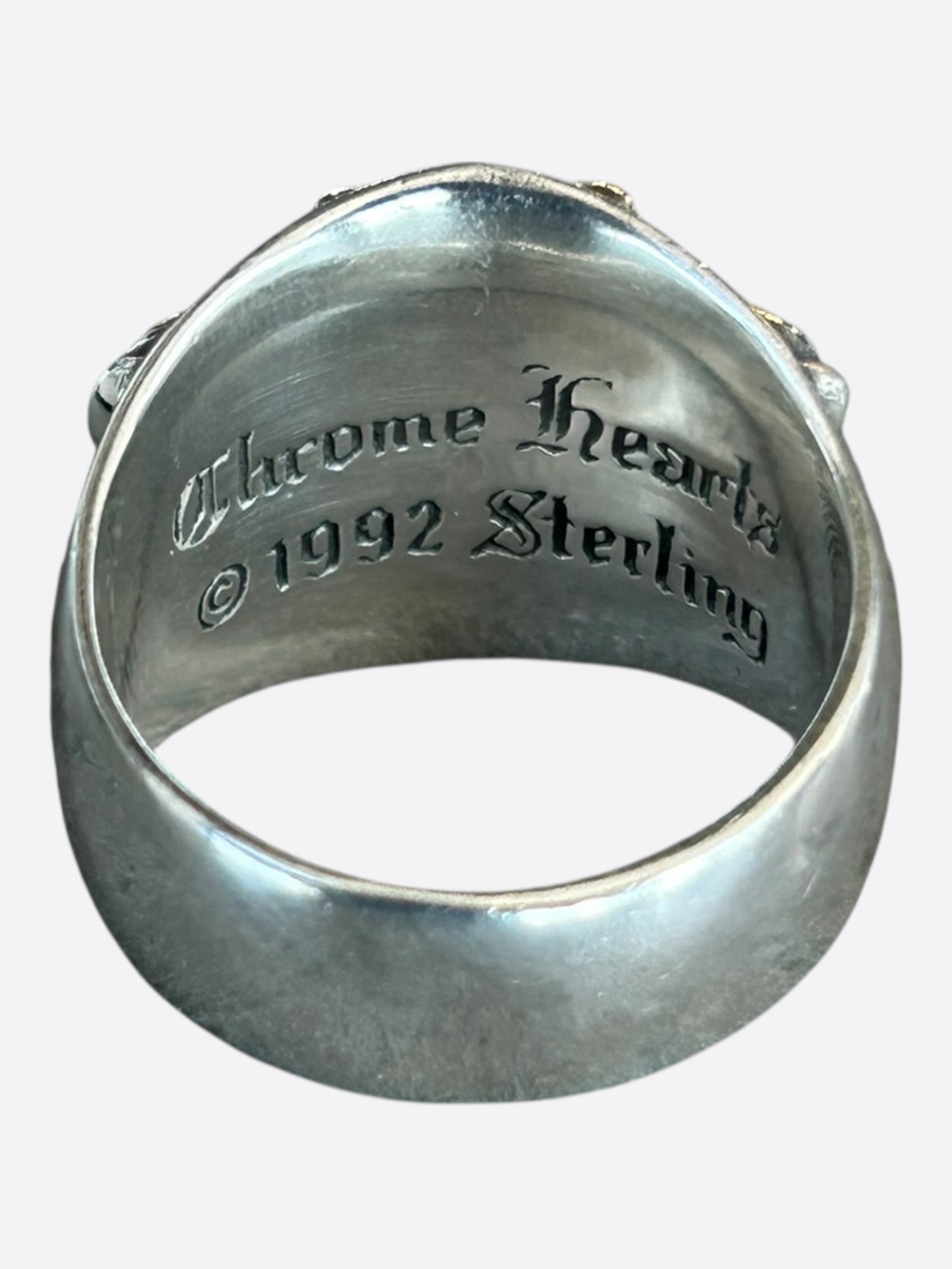 Chrome Hearts Silver Keeper Cross Floral Ring