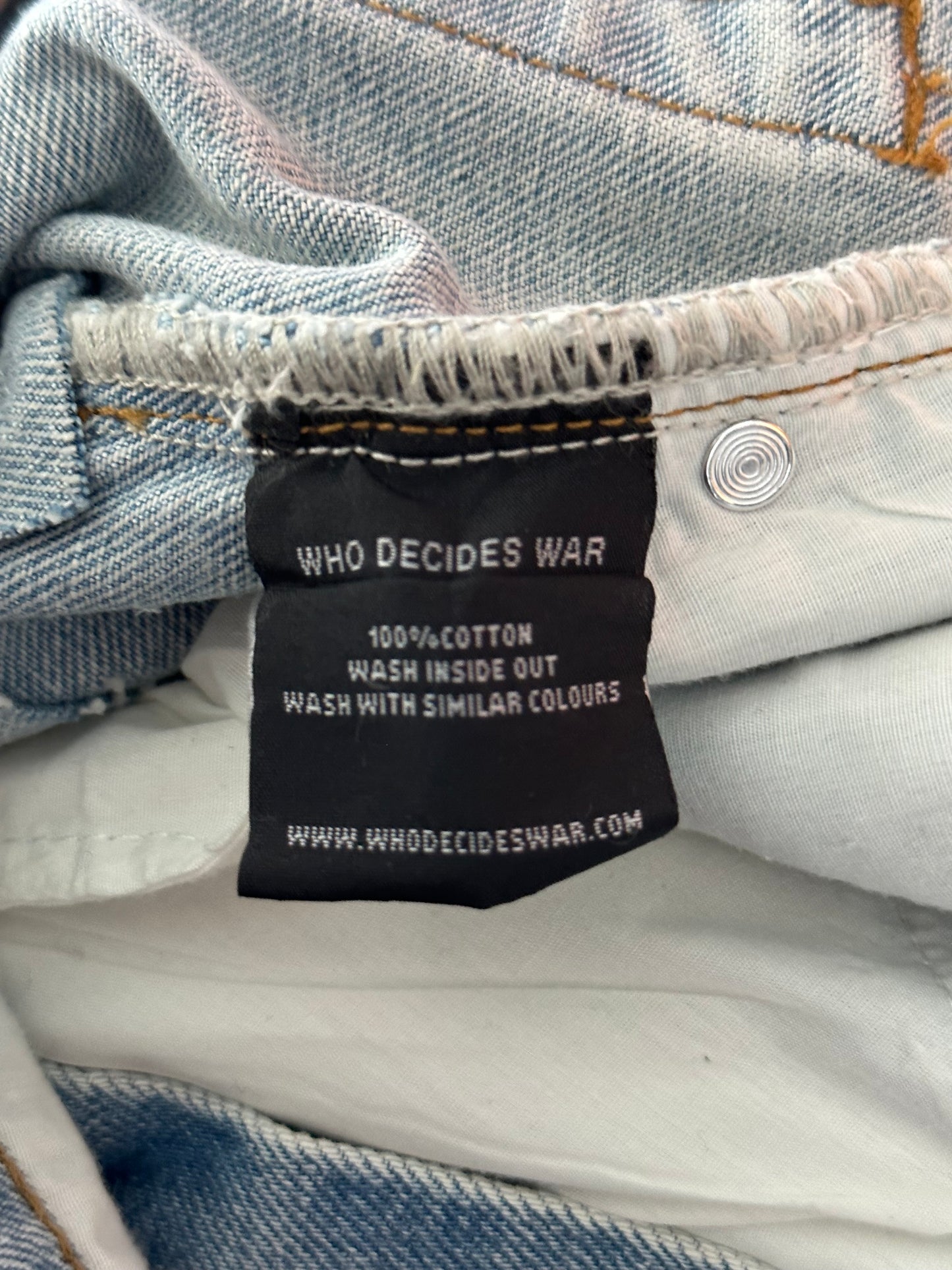 Who Decides War Blue Ultra Flare Rhinestone Distressed Jeans