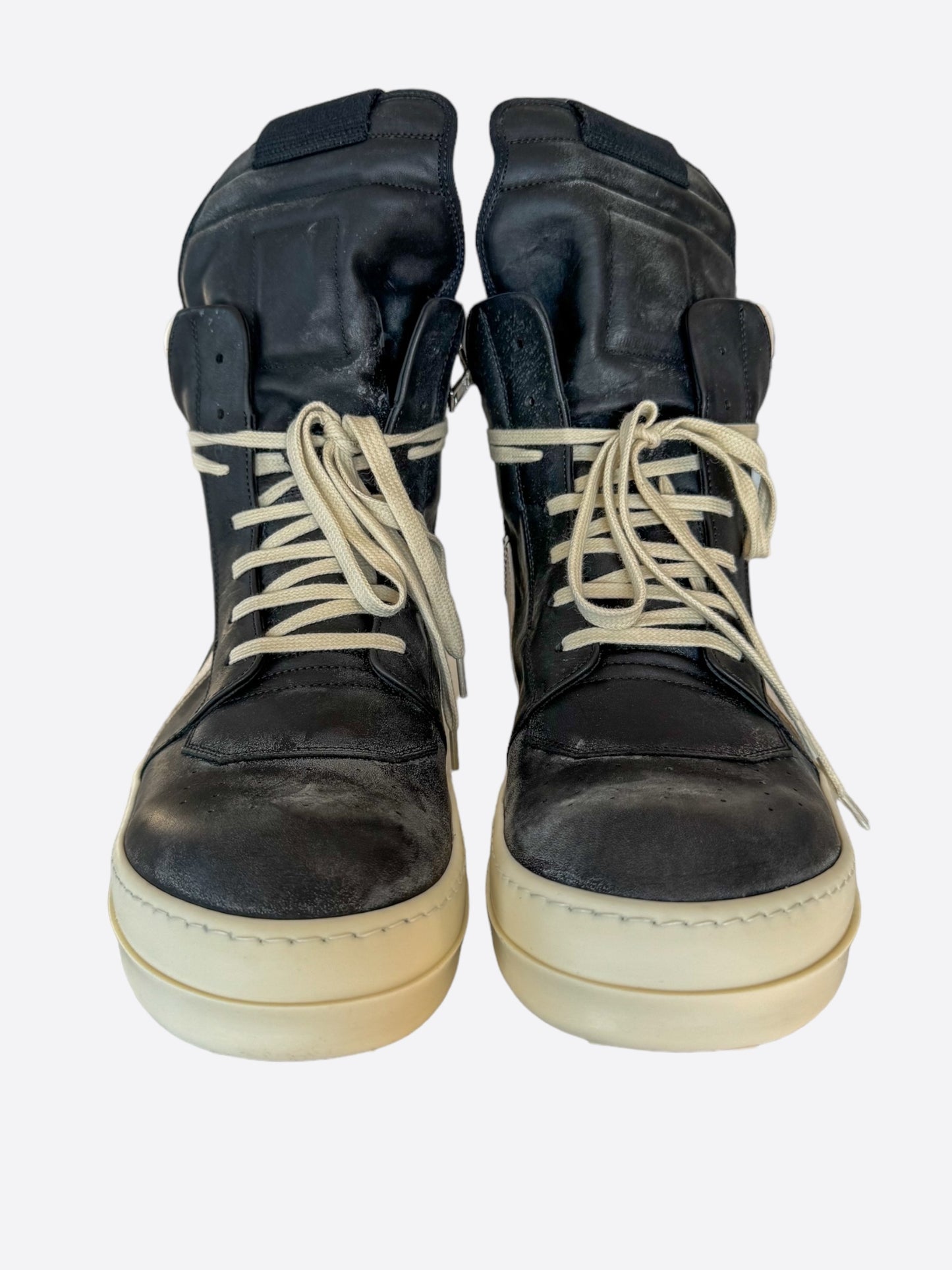 Rick Owens Black & White Geobasket Sneakers