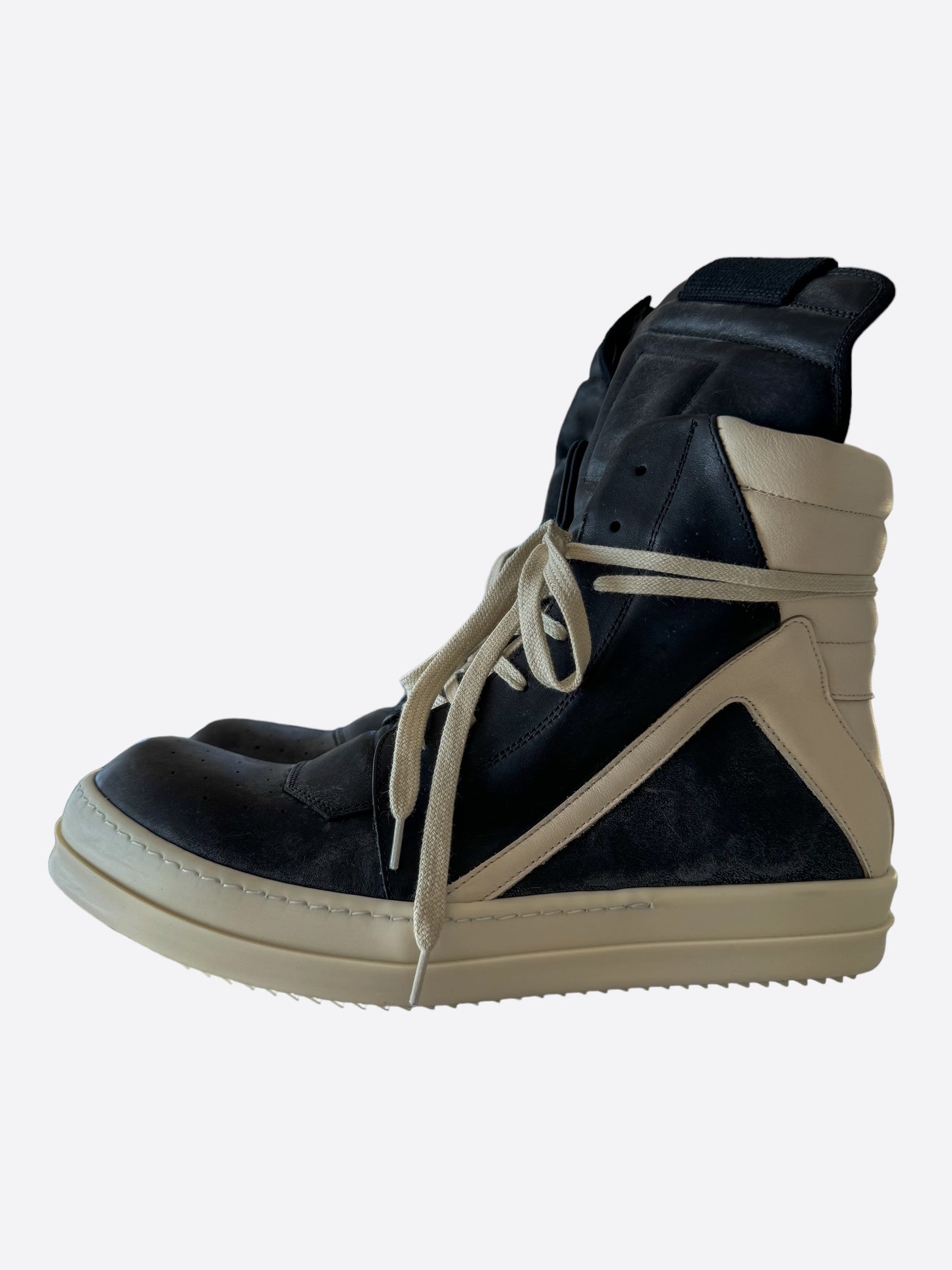 Rick Owens Black & White Geobasket Sneakers