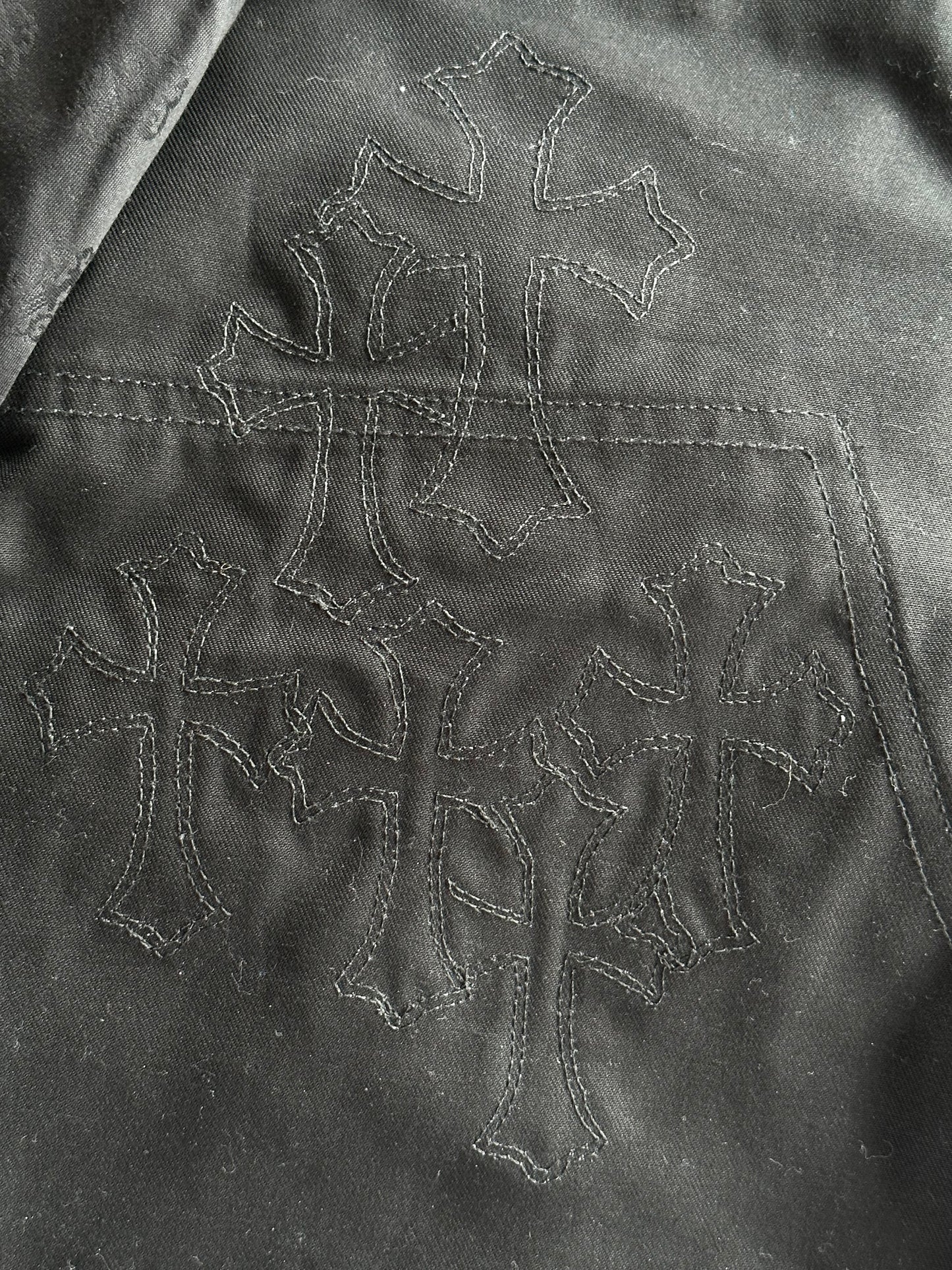 Chrome Hearts Black & Cheetah Cross Patch Carpenter Pants