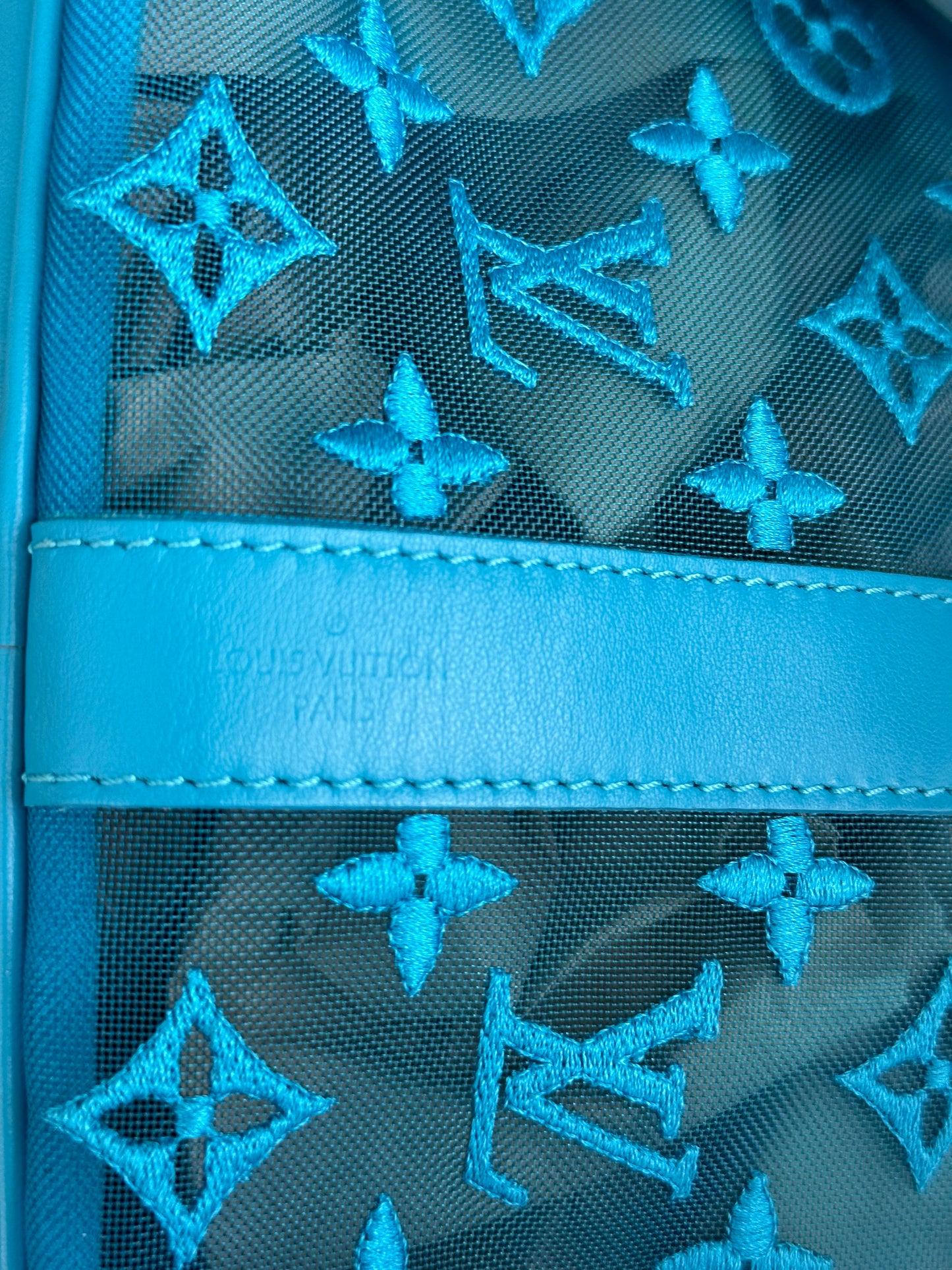 Louis Vuitton Blue Mesh Monogram Triangle Keepall 50