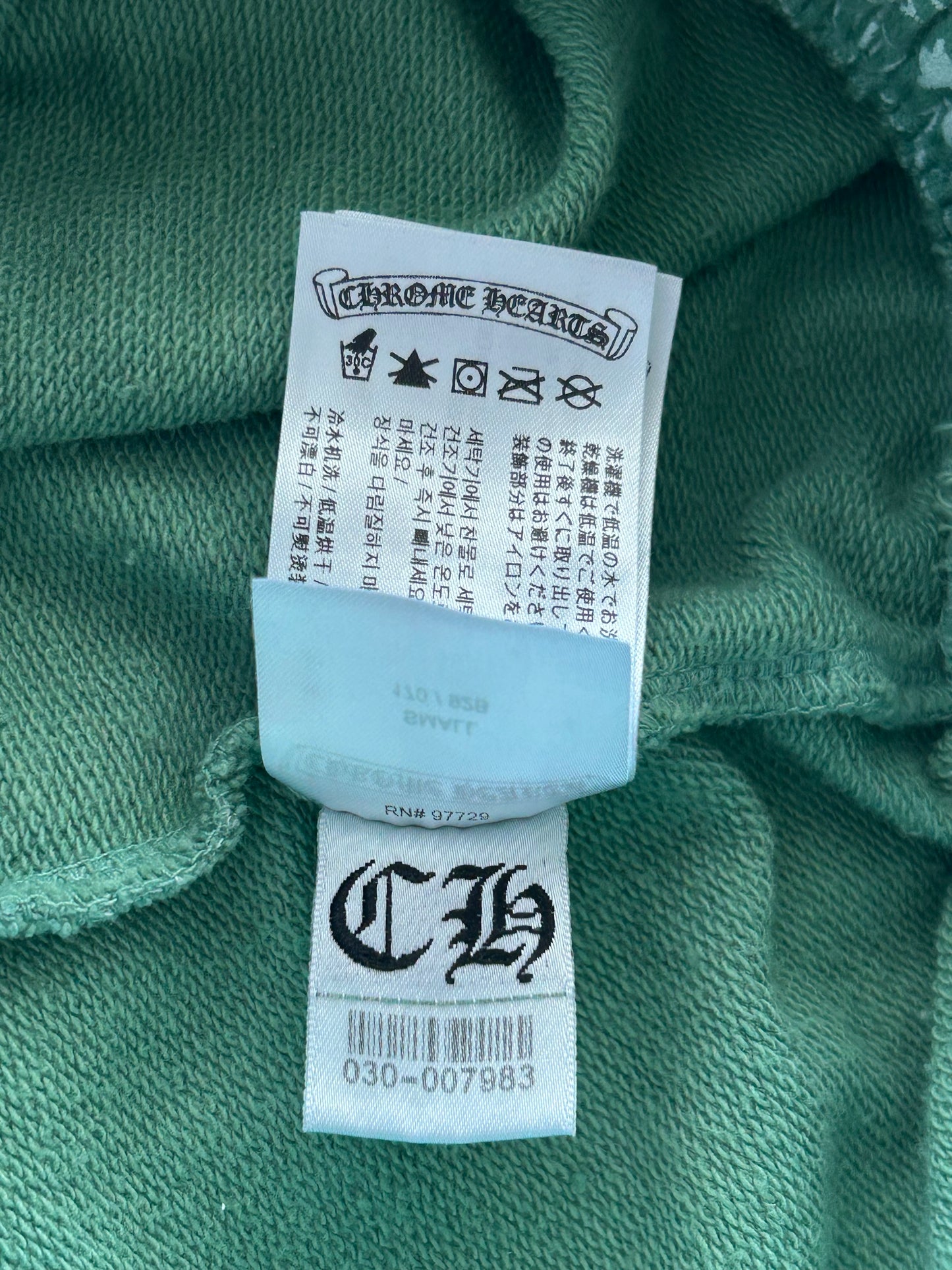 Chrome Hearts Green, White & Black Horseshoe Logo Cross Jacquard Sweatpants