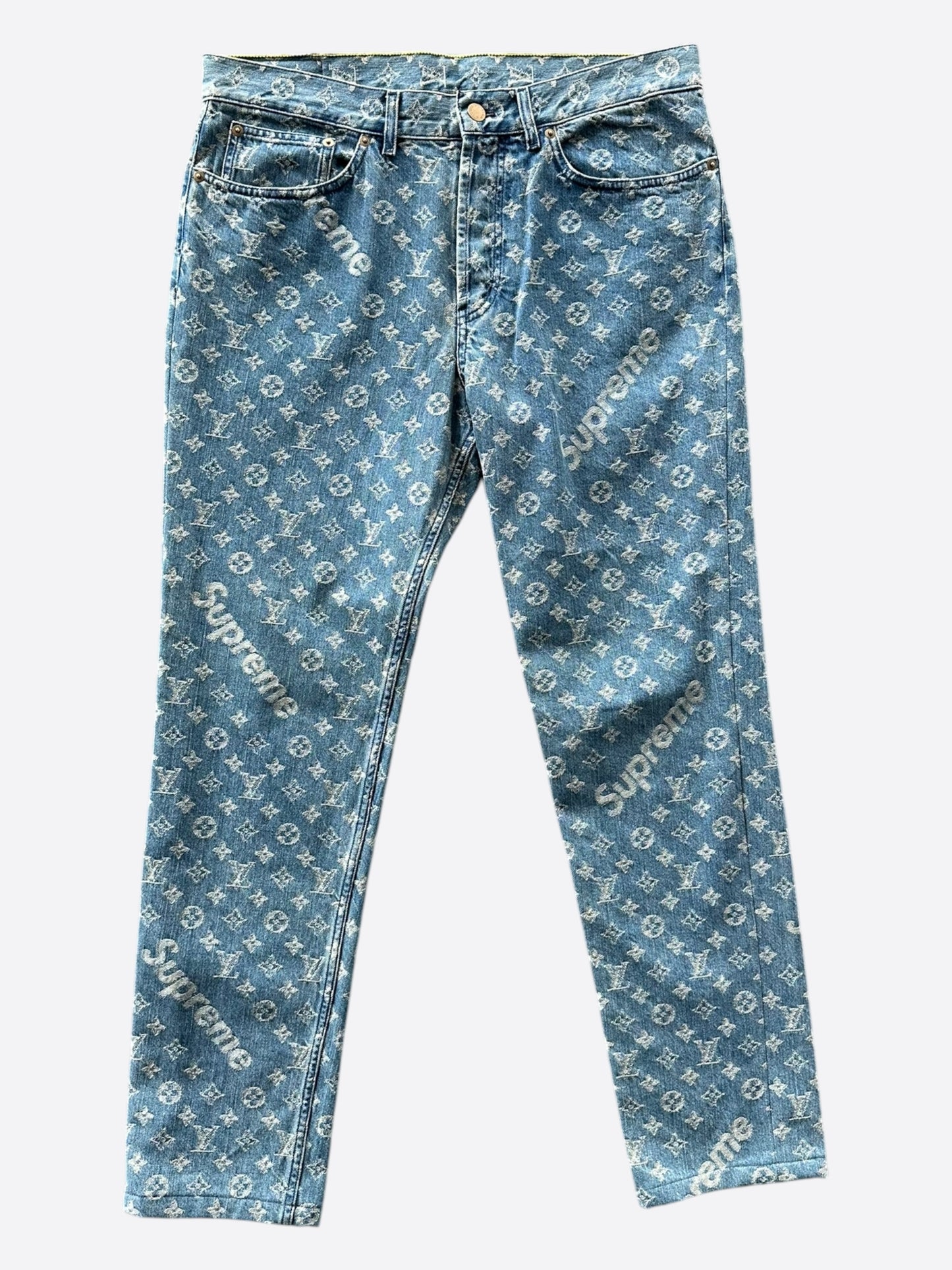 Louis Vuitton Supreme Blue Monogram Jeans