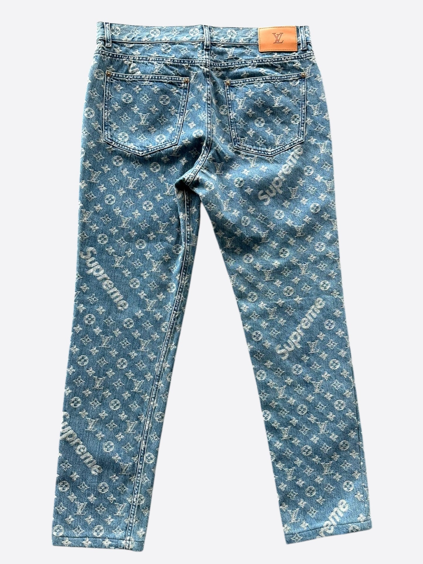 Louis Vuitton Supreme Blue Monogram Jeans