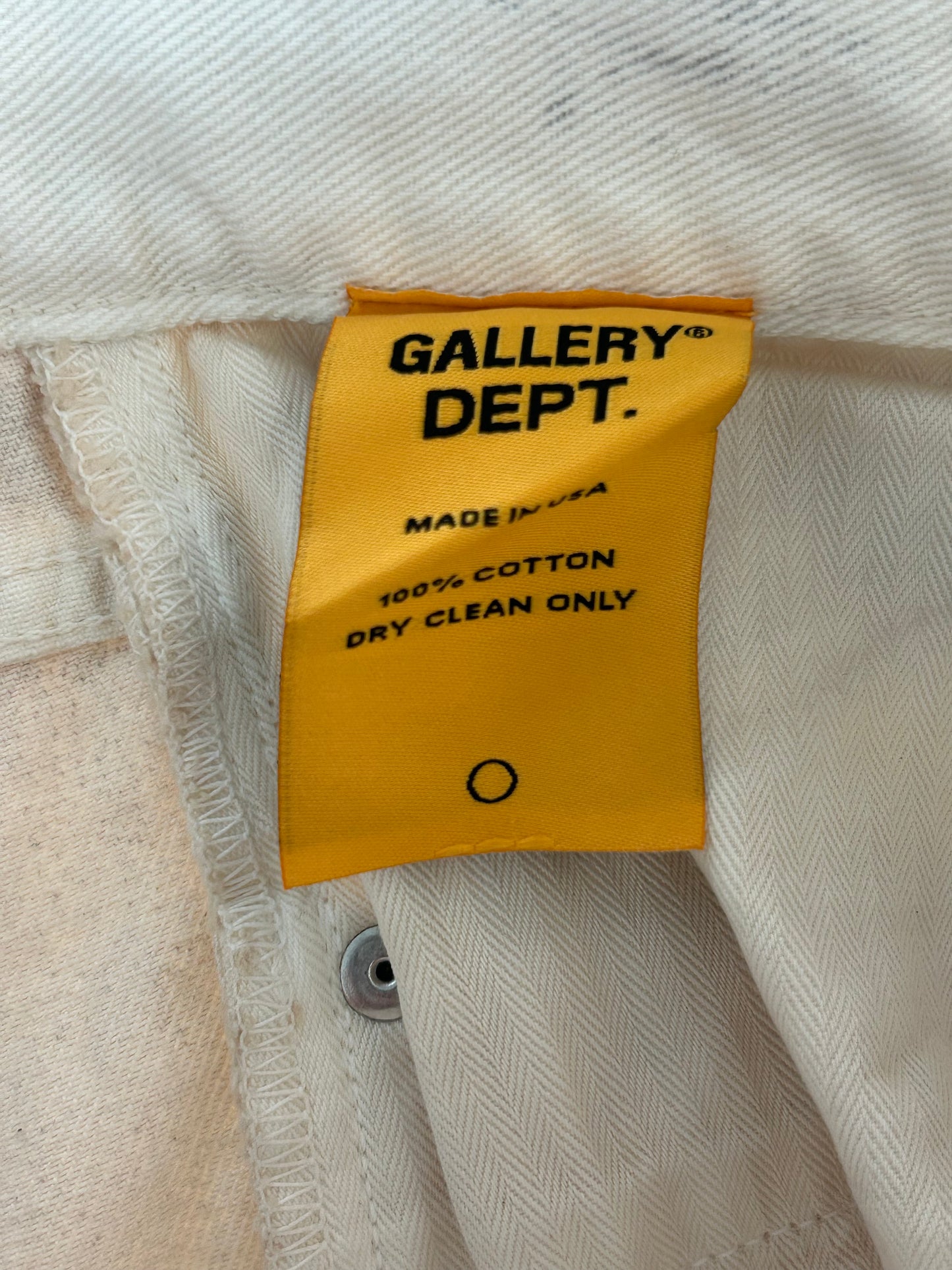 Gallery Dept Beige Paint Splatter Distressed Carpenter Pants