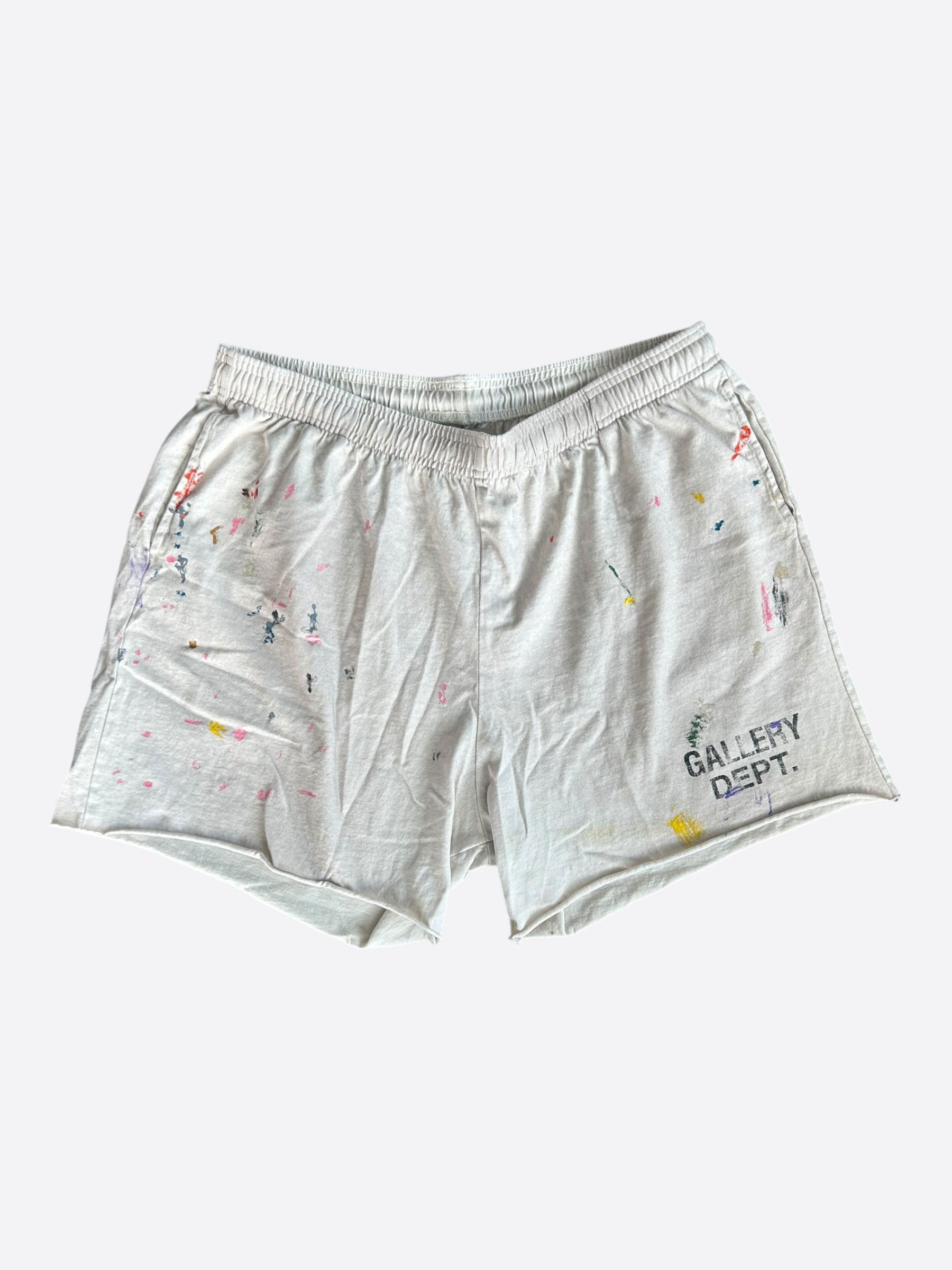 Gallery Dept White Paint Splatter Logo Insomnia Shorts – Savonches