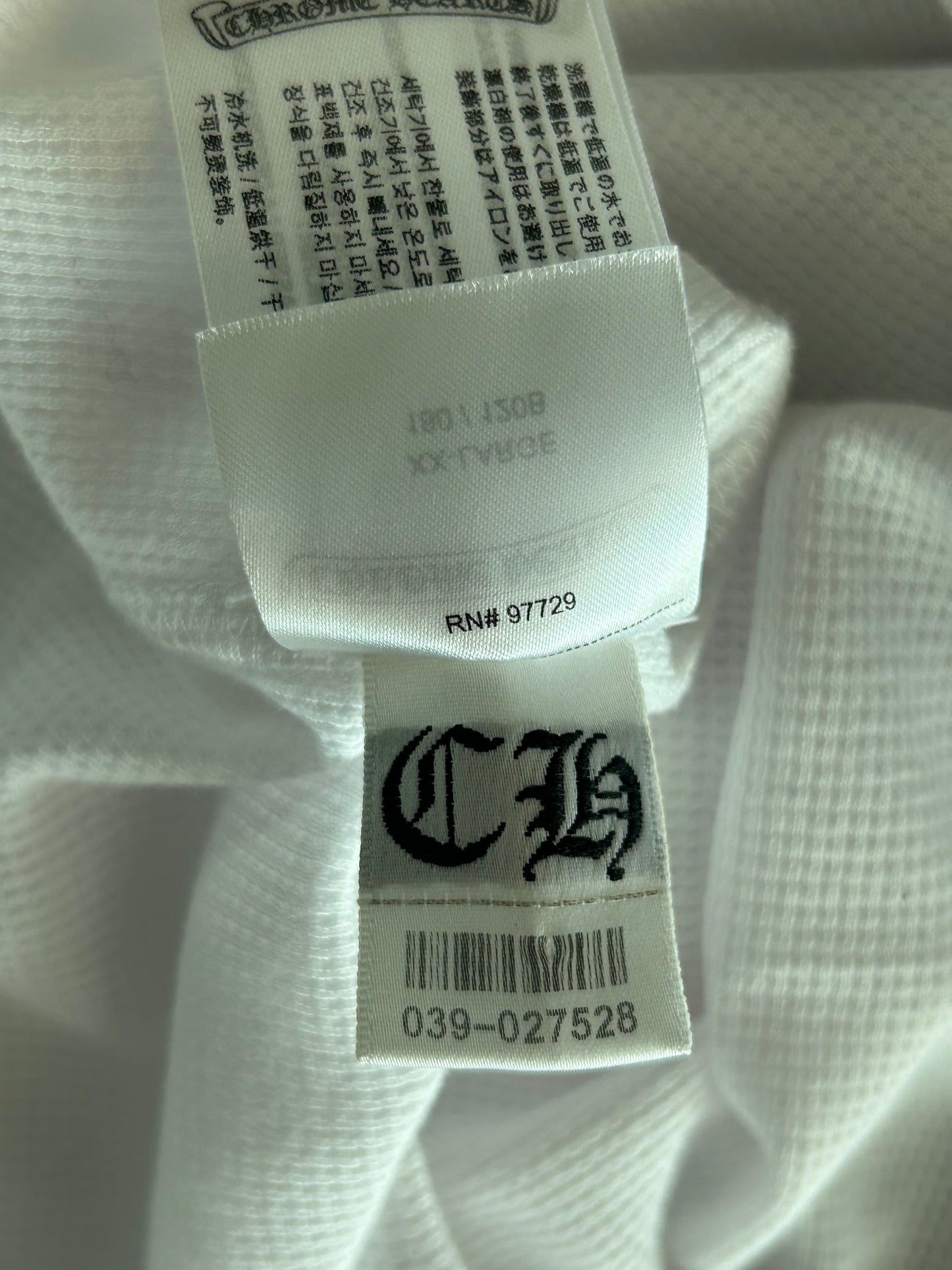 Chrome Hearts White & Black Dagger Logo Thermal Longsleeve T-Shirt