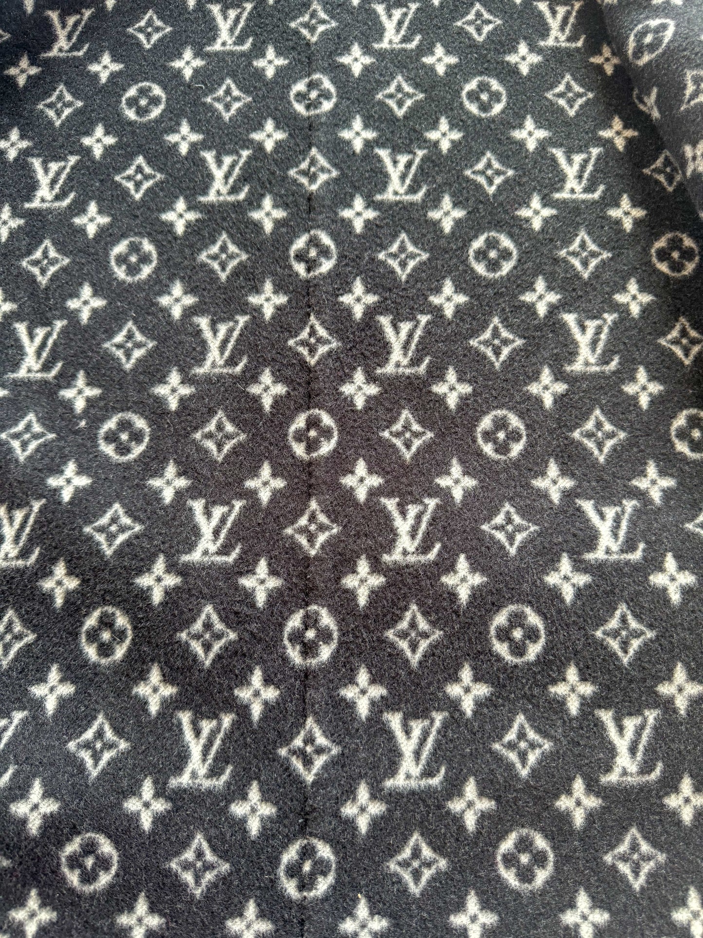 Louis Vuitton Black & Grey Monogram Reversible Wool Peacoat
